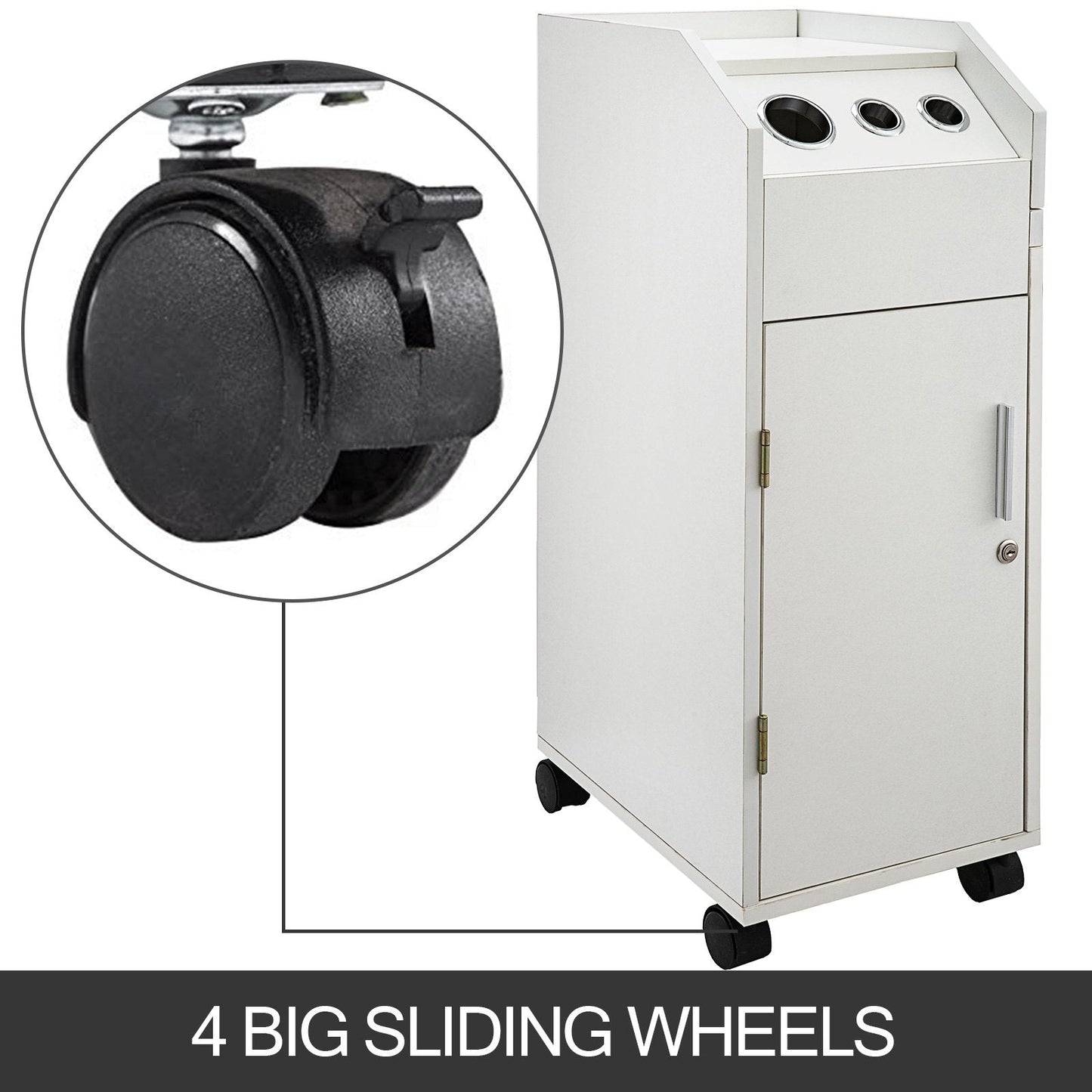 White Salon Hairdressing Cart with 4 Drawers and Lockable Wheels, 86cm Tall