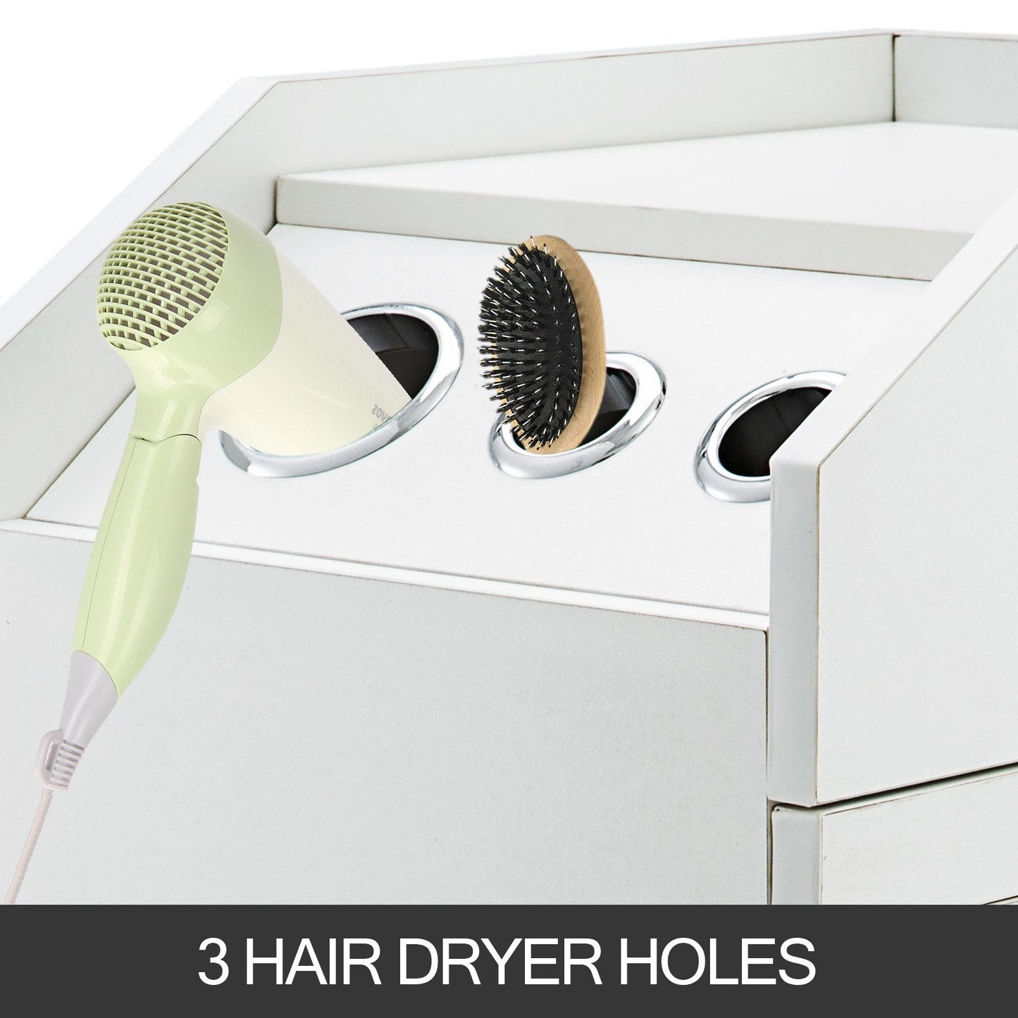White Salon Hairdressing Cart with 4 Drawers and Lockable Wheels, 86cm Tall
