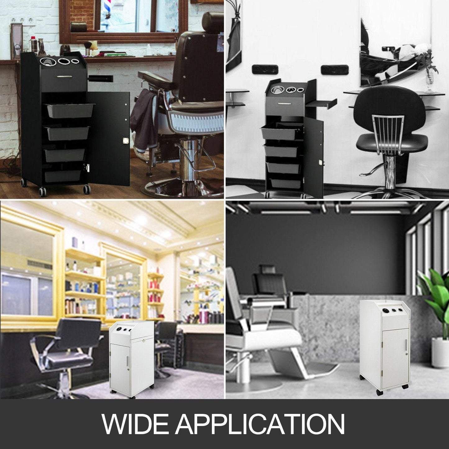 White Salon Hairdressing Cart with 4 Drawers and Lockable Wheels, 86cm Tall