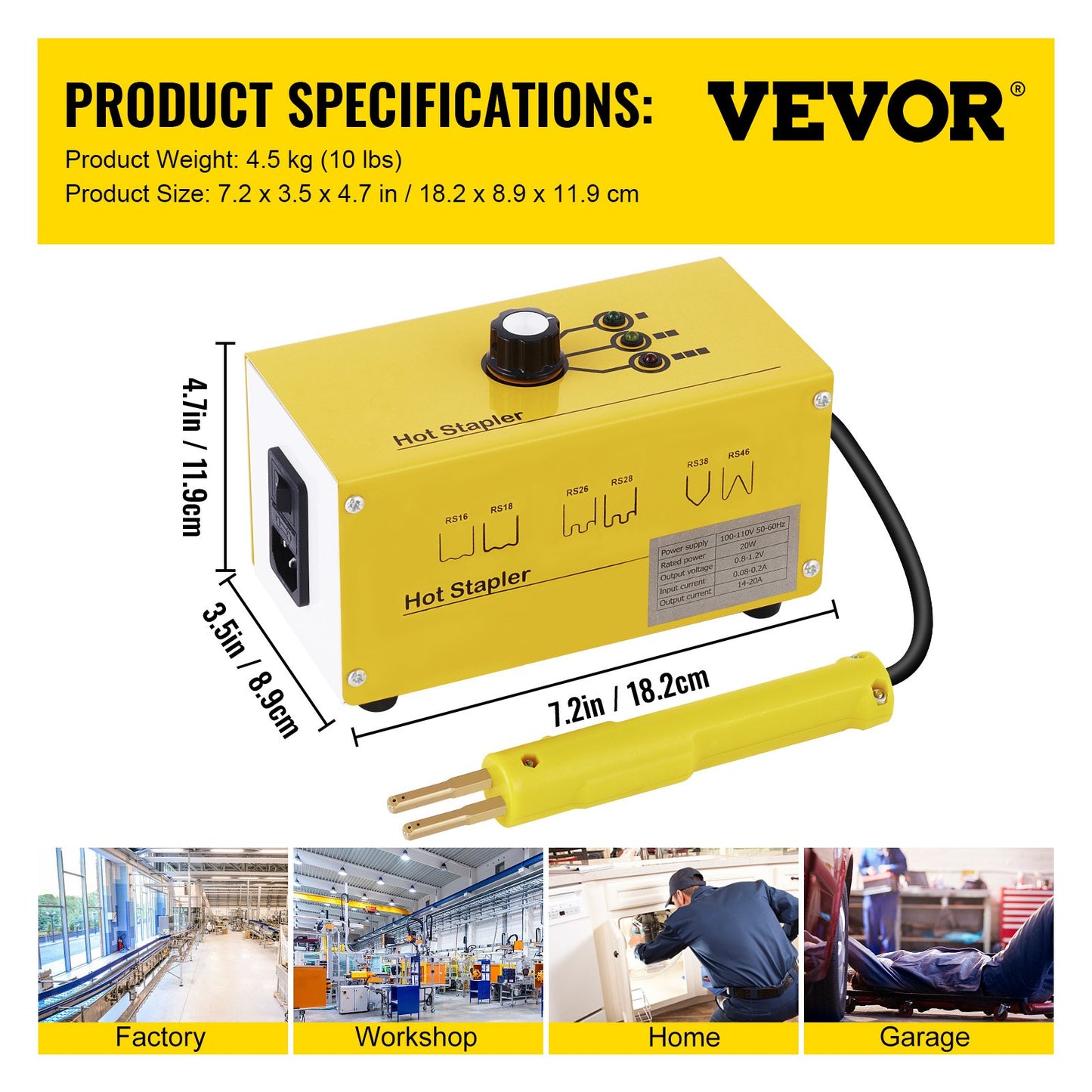Vevor Hot Stapler Plastic Welder Tool Car Damaged Bumper Repair Kit with 600Pcs