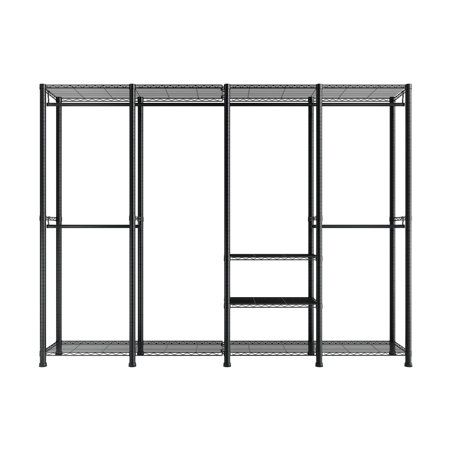 Clothing Garment Rack, Heavy Duty Closet Wardrobe, Adjustable Tiers Clothes Racks with Steel Frame, 499 kg Load Capacity Clothes Rack with 4 Hanging Rods for Bedroom, Clothing Store, Hallway