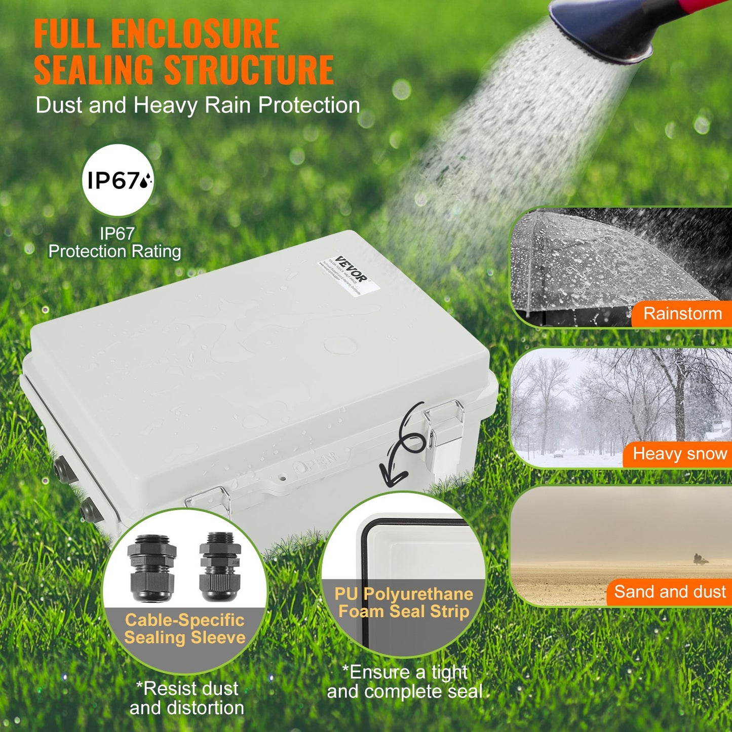 VEVOR Outdoor Electrical Junction Box, 430 x 330 x 180 mm, ABS Plastic Electrical