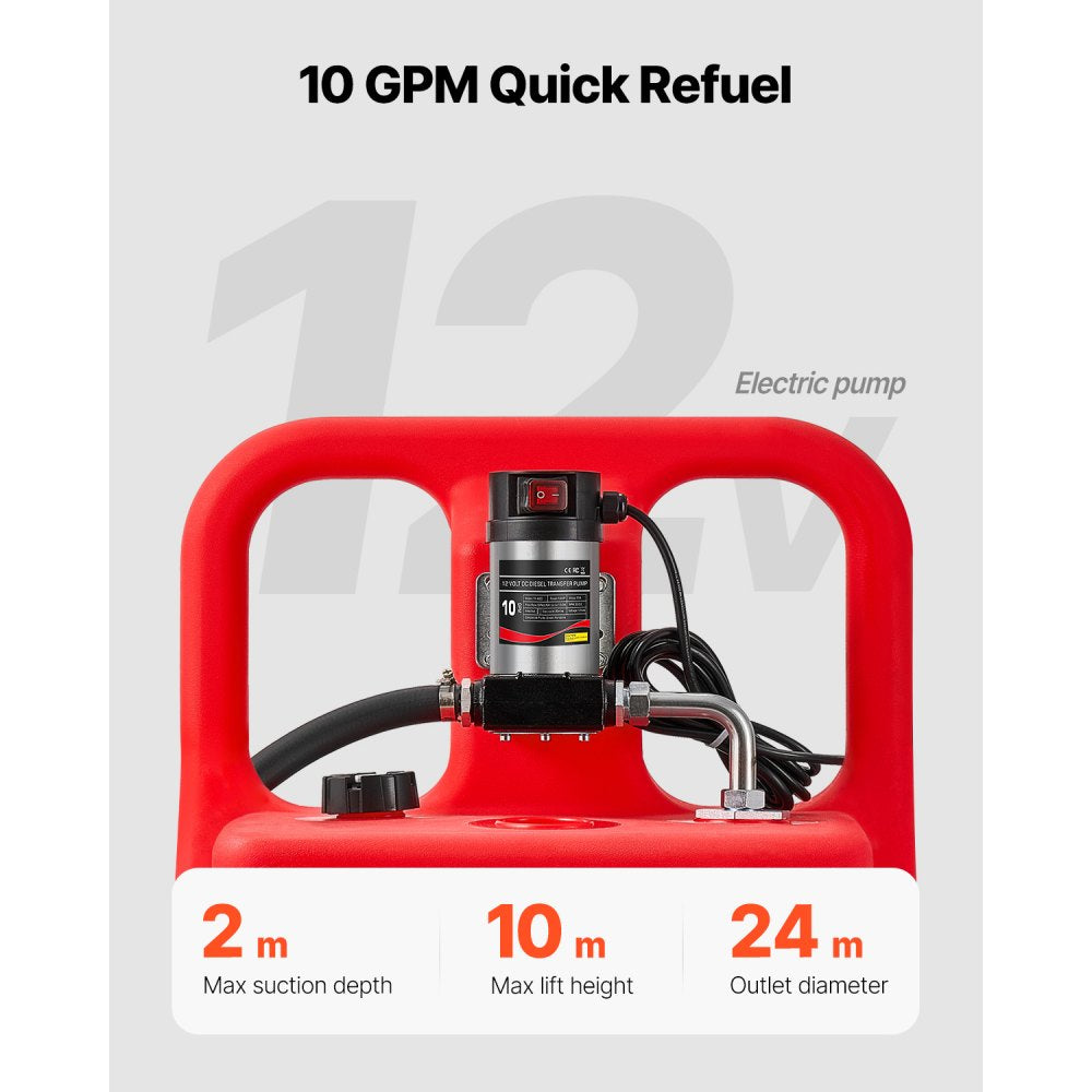 VEVOR Fuel Caddy 32 Gallon Portable Fuel Tank with 12V DC Electric Transfer Pump