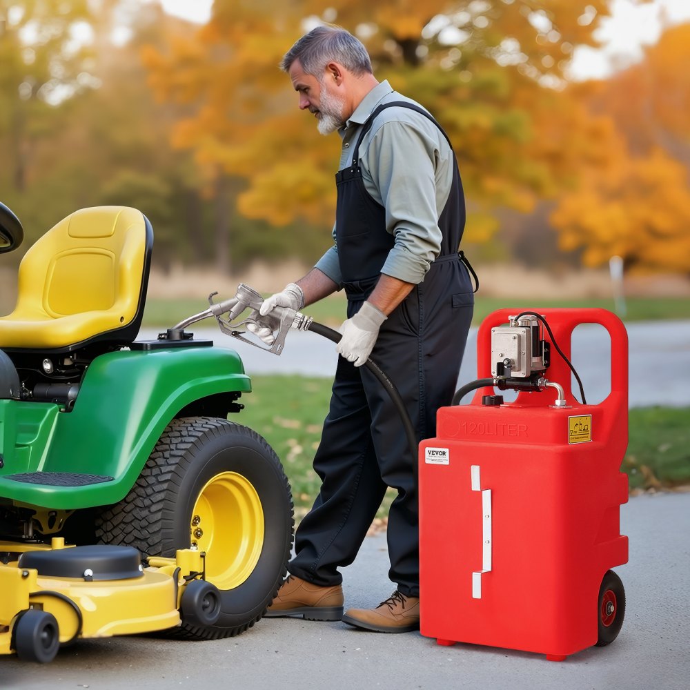 VEVOR Fuel Caddy 32 Gallon Fuel Tank with 12V DC 15 GPM Electric Transfer Pump