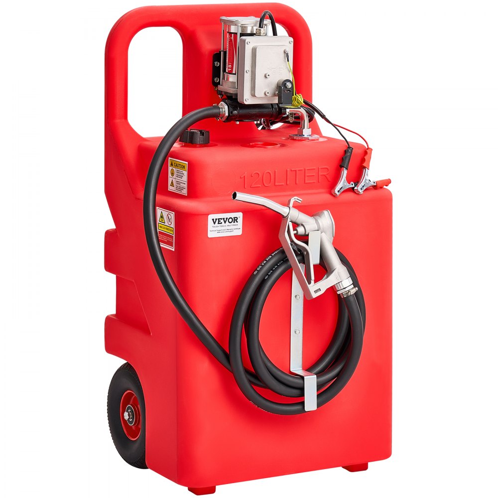 VEVOR Fuel Caddy 32 Gallon Fuel Tank with 12V DC 15 GPM Electric Transfer Pump
