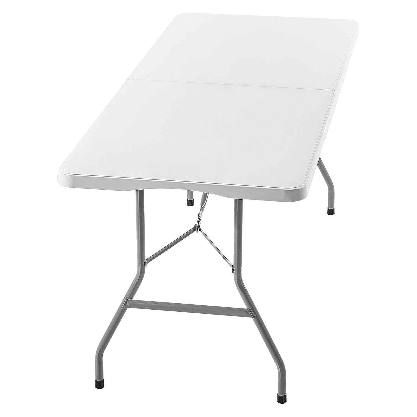 Folding Table, 6 Ft Heavy Duty Portable Fold-in-Half Utility Table, Indoor Outdoor Plastic Rectangle Table with Built in Handle, for Party, Dining, Wedding, Events, Picnic, Camping, White