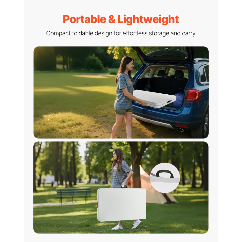 244cm Plastic Folding Table Portable Picnic Table Handle Indoor Outdoor