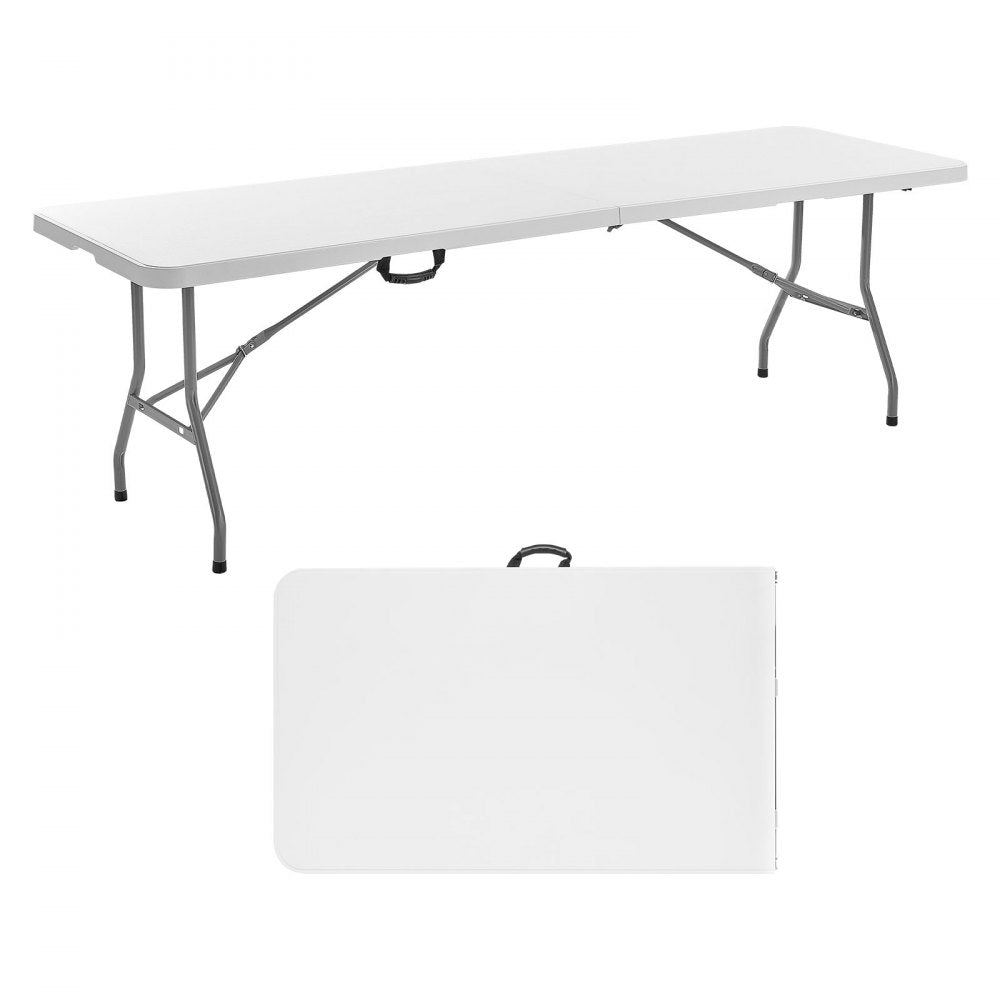 244cm Plastic Folding Table Portable Picnic Table Handle Indoor Outdoor
