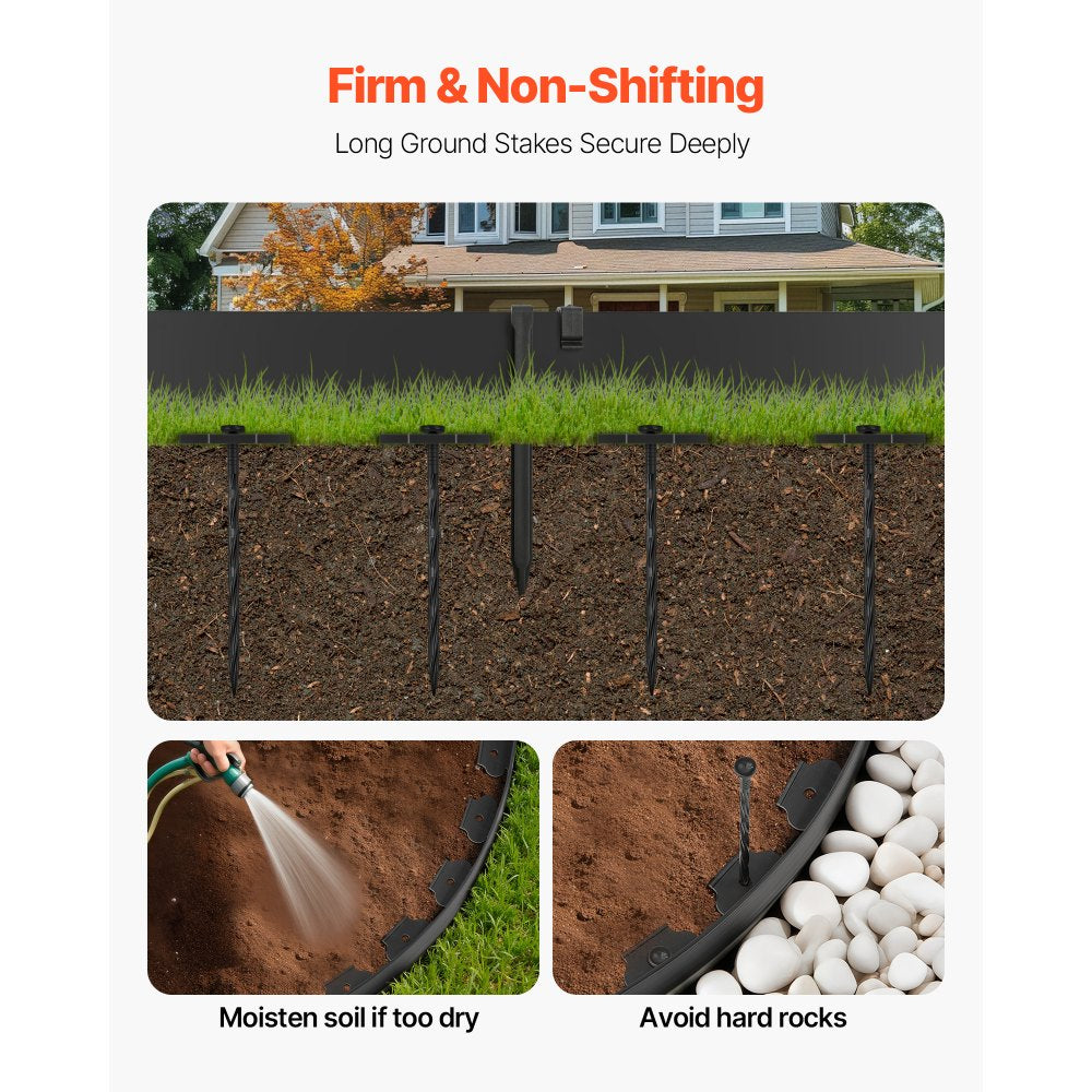 Landscape Edging 2000x10 cm L-Shaped Durable Plastic Garden Border No Dig