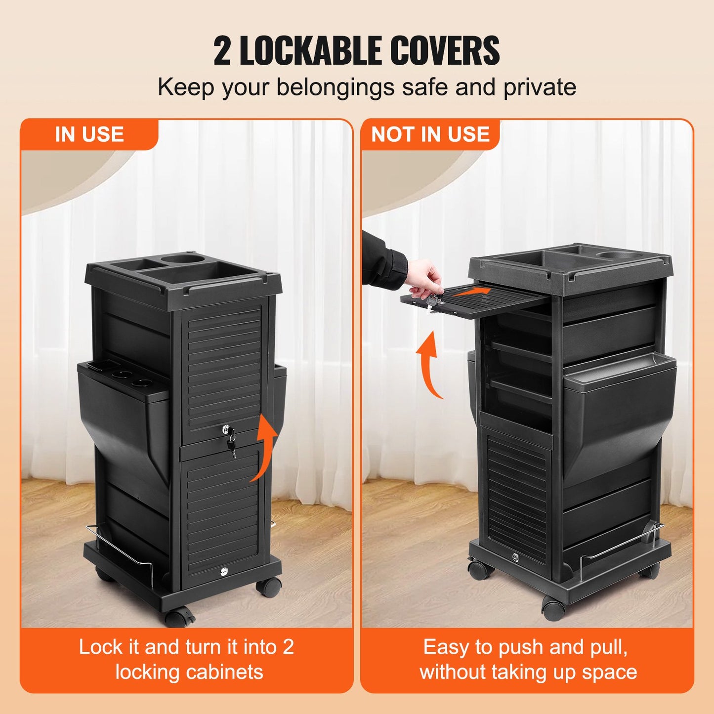 VEVOR Ultimate Salon Trolley Cart, Lockable Beauty Salon Cart for Stylist with 6