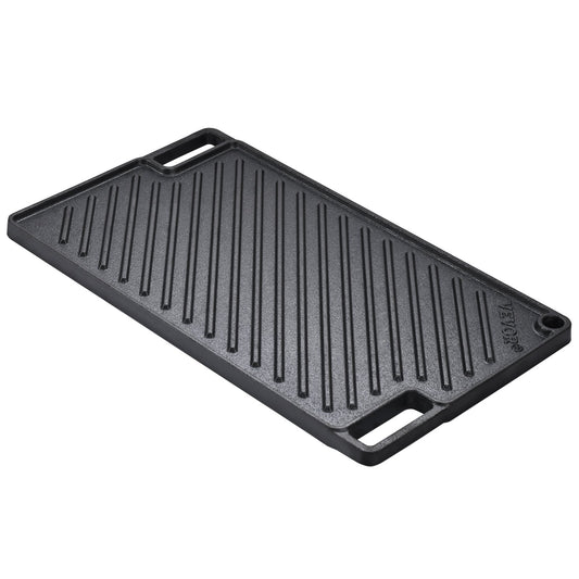 VEVOR Reversible Grill/Griddle, 9.7"x16.7" Pre-Seasoned Cast Iron Griddle, Rectangular