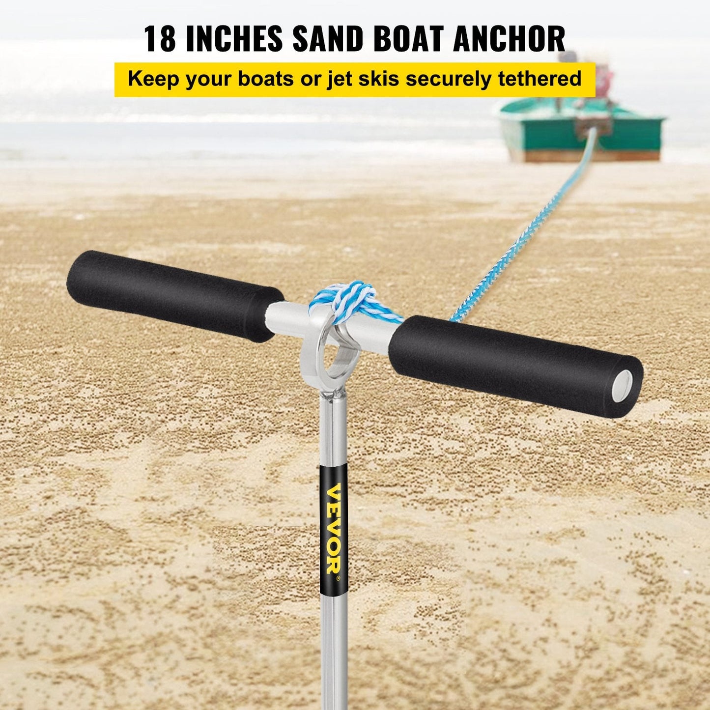 Stainless Steel Beach Sand Anchor, 45 cm Auger with Handle & Accessories