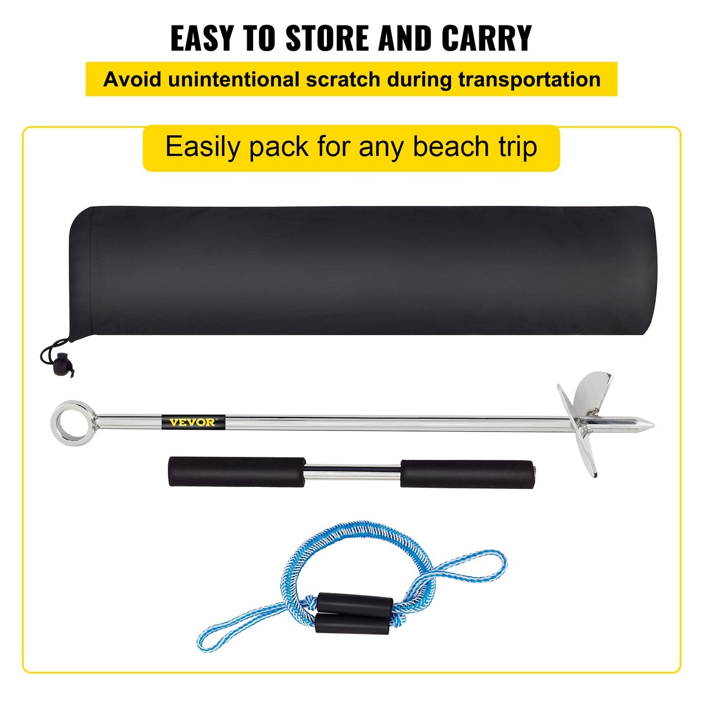 VEVOR Sand Anchor, 18\" Length Auger to The Beach and Sandbar, 316 Stainless Steel