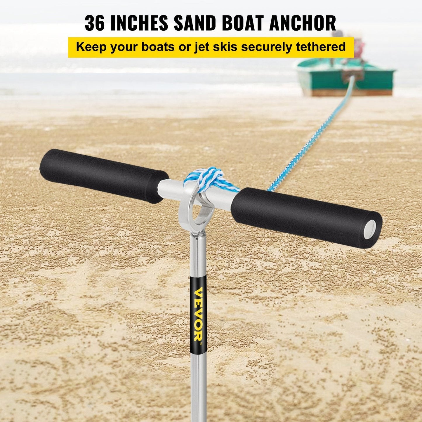 Stainless Steel Sand Anchor for Beach & Sandbar, 0.9m Auger, 2000 kg Capacity