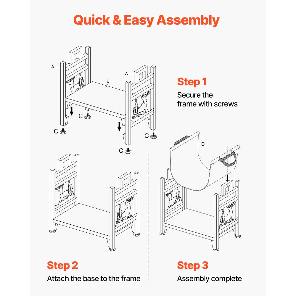 Indoor Firewood Rack, 45cm Curved Log Holder with Canvas Carrier, 18kg Weight Capacity Wood Storage Stand, Powder-Coated Steel Firewood Holder, Heavy Duty Wood Pile Stacker Rack for Fireplace