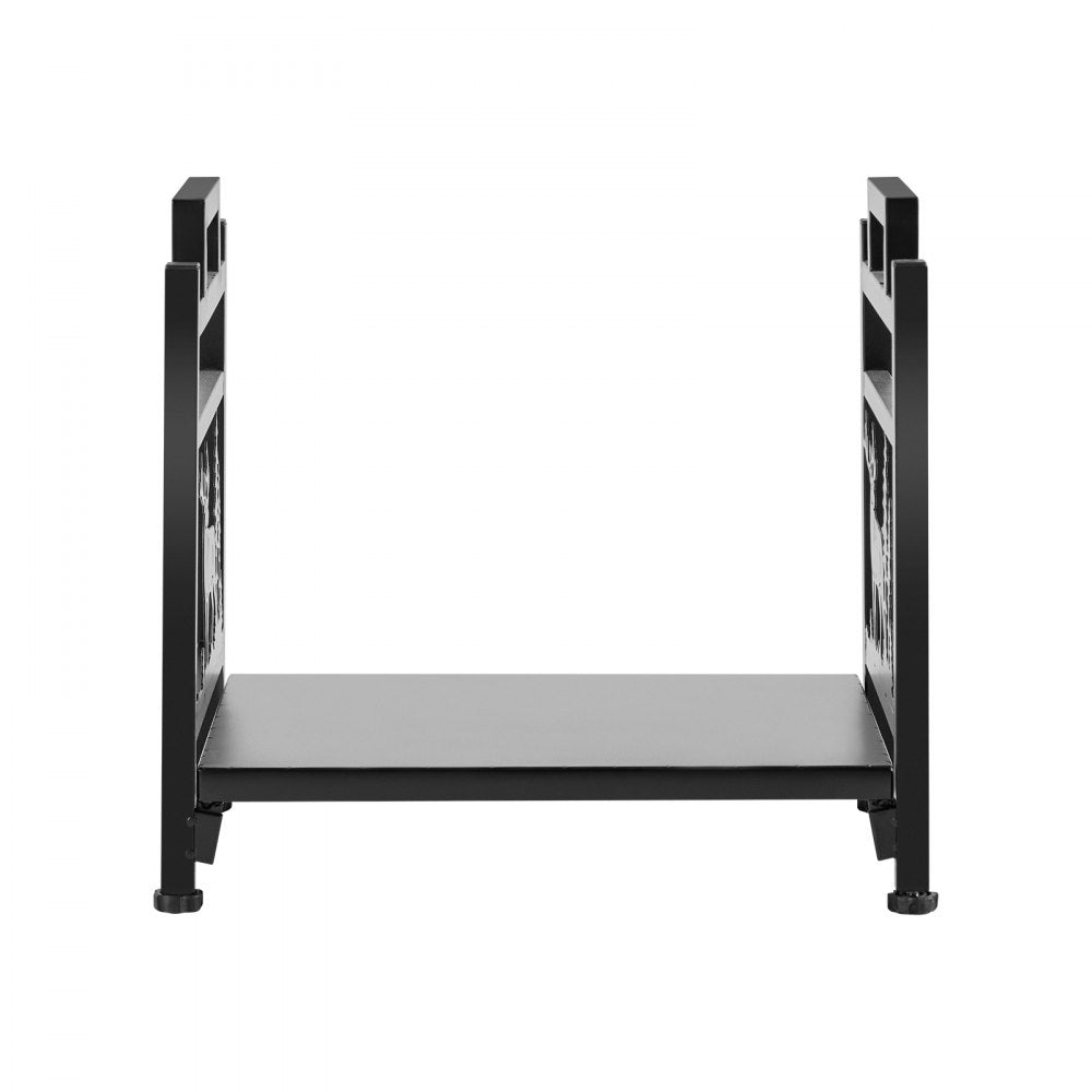 Indoor Firewood Rack, 45cm Curved Log Holder with Canvas Carrier, 18kg Weight Capacity Wood Storage Stand, Powder-Coated Steel Firewood Holder, Heavy Duty Wood Pile Stacker Rack for Fireplace