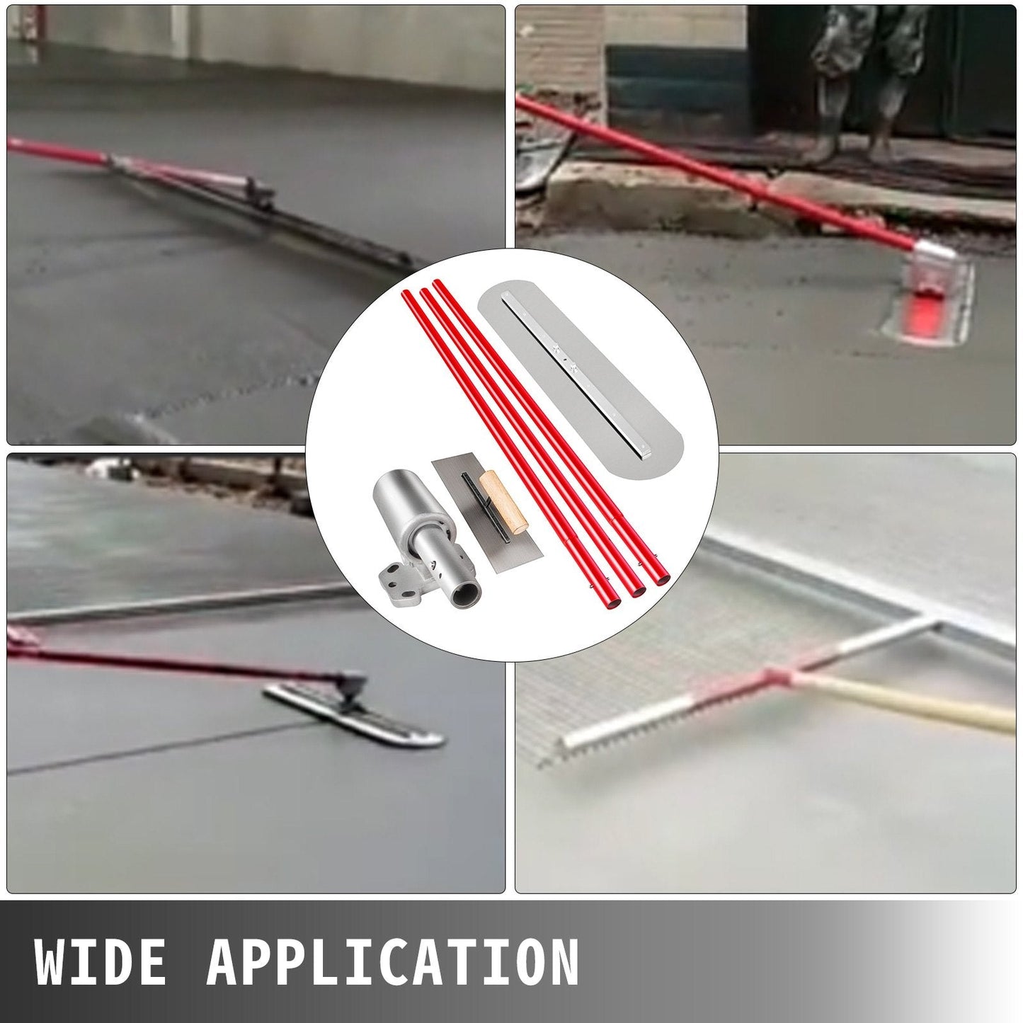 900x200mm Bull Float Concrete Tool with Adjustable Handle & Bracket