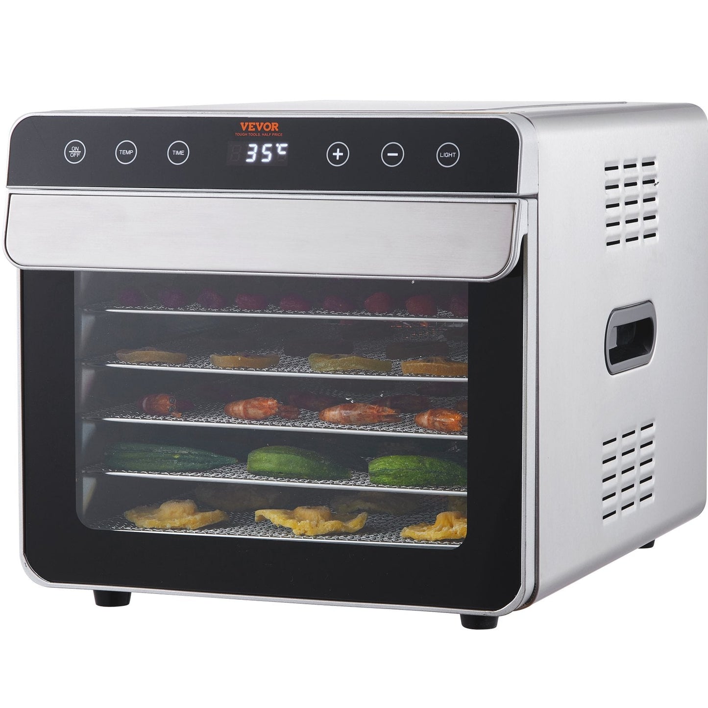 Stainless Steel Food Dehydrator, 6 Trays, 700W, for Jerky & Fruit Drying