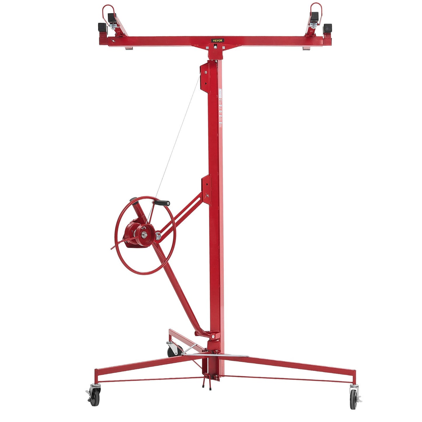 4877 mm Drywall Lift, Heavy-Duty 68 kg Sheetrock Hoist with Adjustable Telescoping Arm, Lockable Wheels, Drywall Lifter Panel Jack Hoist Tools Ideal for Ceiling & Wall Installation (Red)