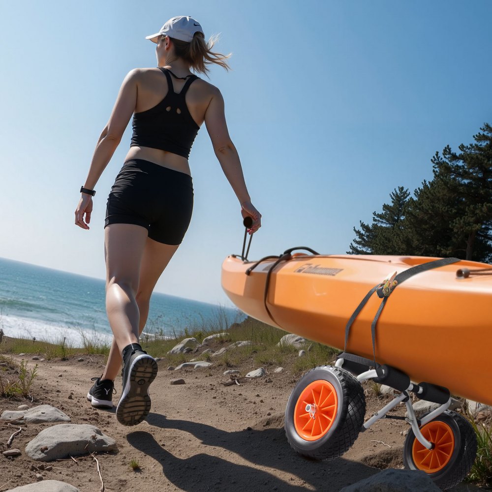 Kayak Cart 90 kg Foldable Canoe Carrier with 25.4 mm Solid Rubber Tires