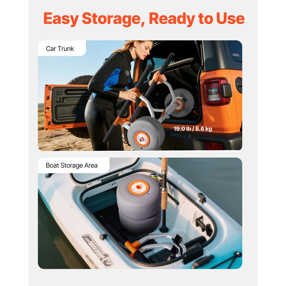 Kayak Cart 158.8 kg Detachable Canoe Carrier w/ 30.5cm Inflatable PU Tires