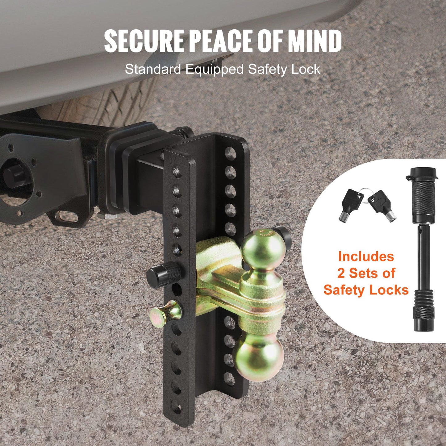 VEVOR Adjustable Trailer Hitch, 25 cm Drop & 21.59 cm Rise Hitch Ball Mount with
