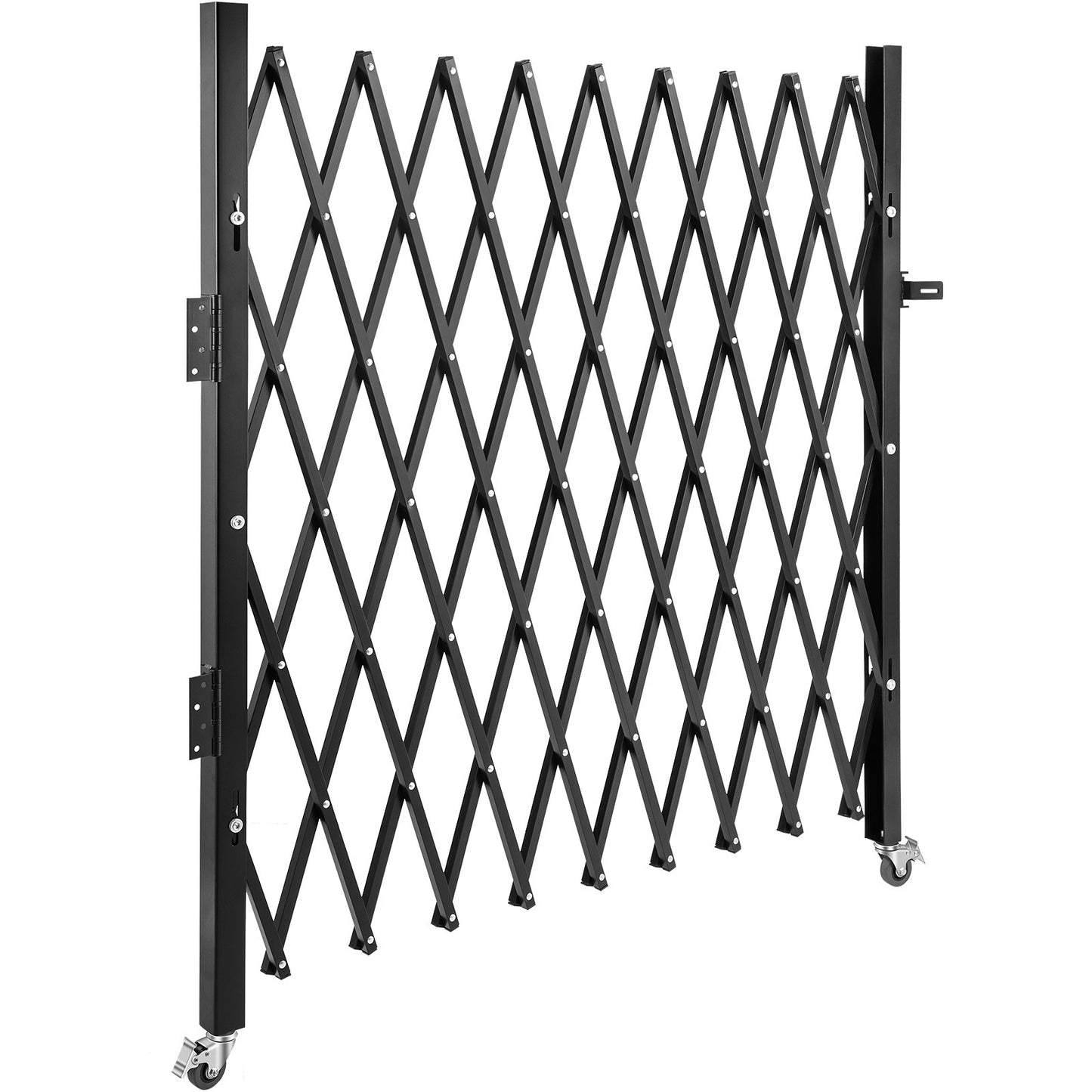 Single Folding Security Gate, 216 x 221cm Folding Door Gate, Steel Accordion Security Gate, Flexible Expanding Security Gate, 360° Rolling Barricade Gate, Scissor Gate/Door with Padlock
