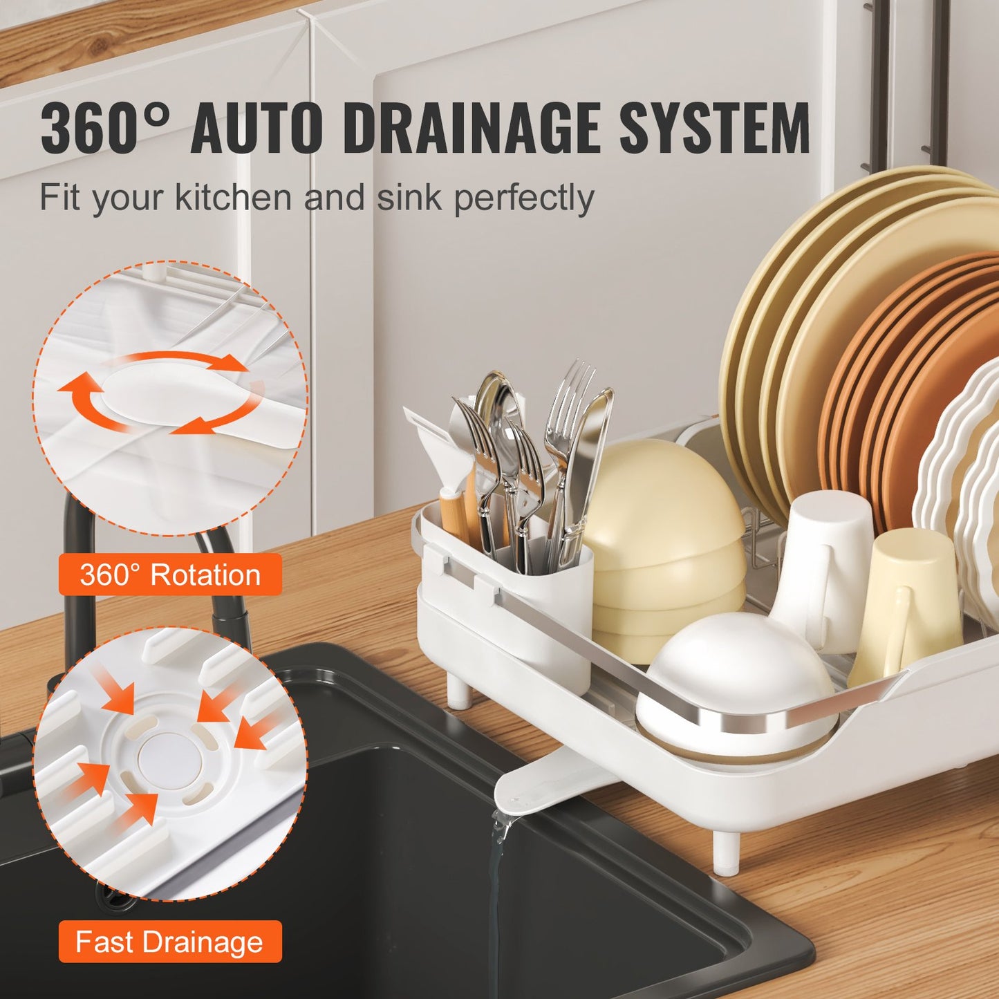 VEVOR Dish Drying Rack, Large Capacity Dish Drainers, Stainless Steel Dish Drainer