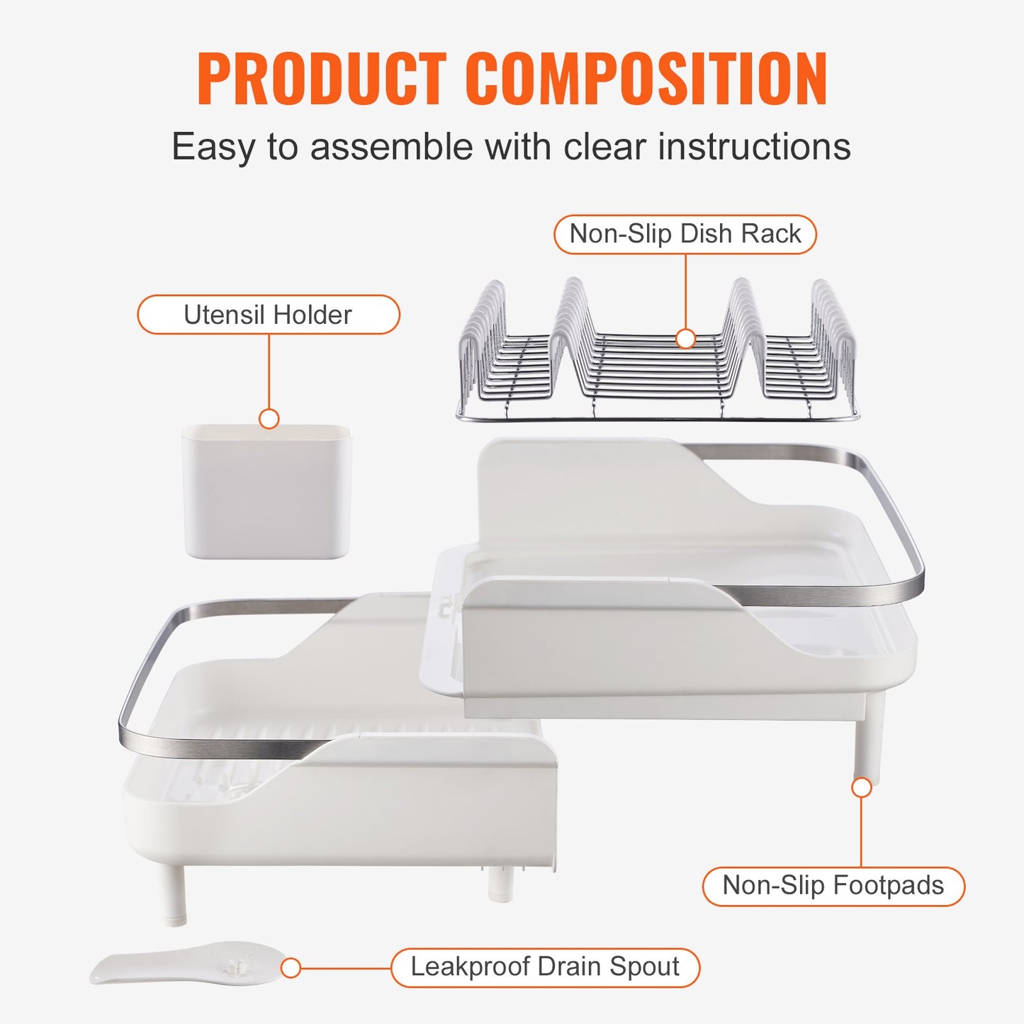 VEVOR Dish Drying Rack, Large Capacity Dish Drainers, Stainless Steel Dish Drainer
