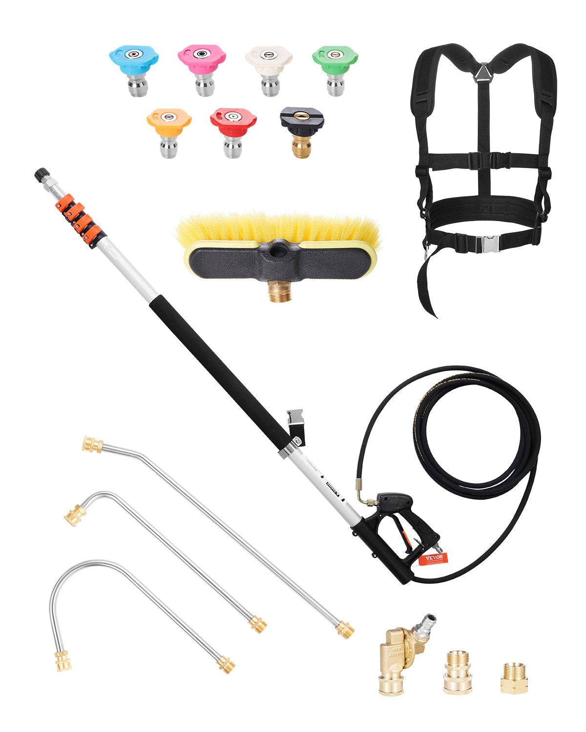 VEVOR Pressure Washer Telescoping Wand 6358 mm Brush Head Telescopic Spray Wand