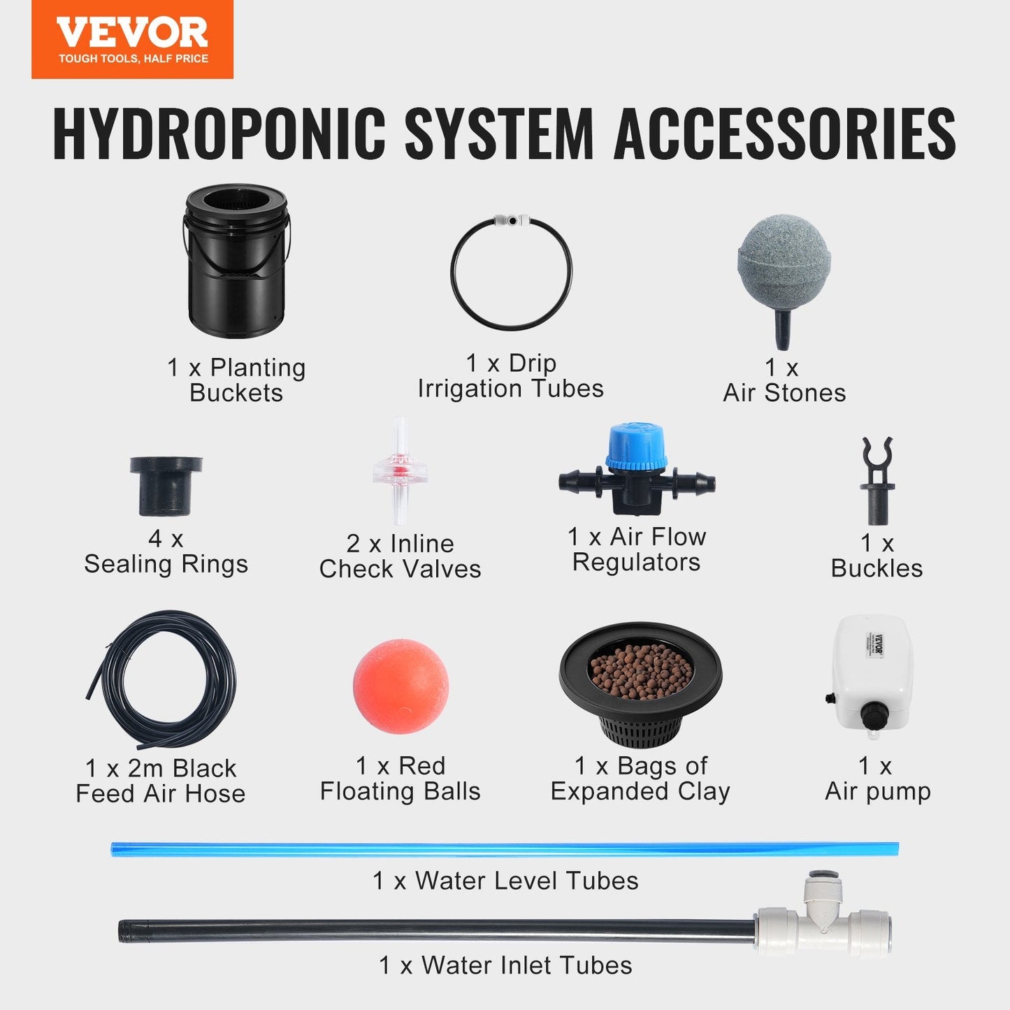 Hydroponic System with Top Drip, 20L Deep Water Culture, 1-Bucket Kit