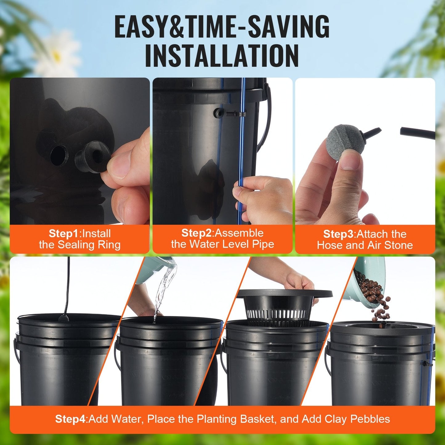 Hydroponic System with Drip Irrigation, 2 Buckets, 20L Capacity, 5 kg Weight