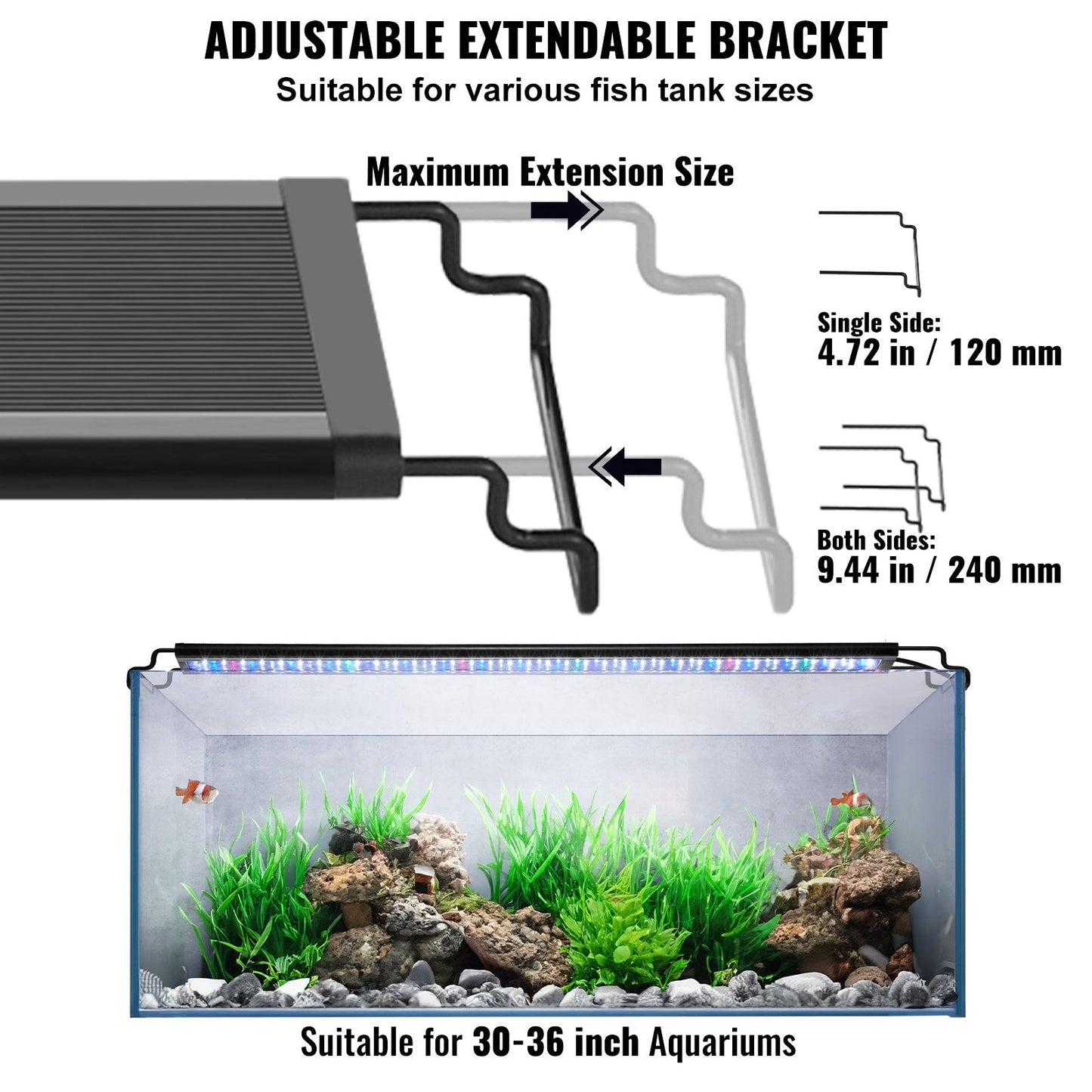 Full Spectrum 26W Aquarium Light with Adjustable Timer for 0.75-0.9m Tanks