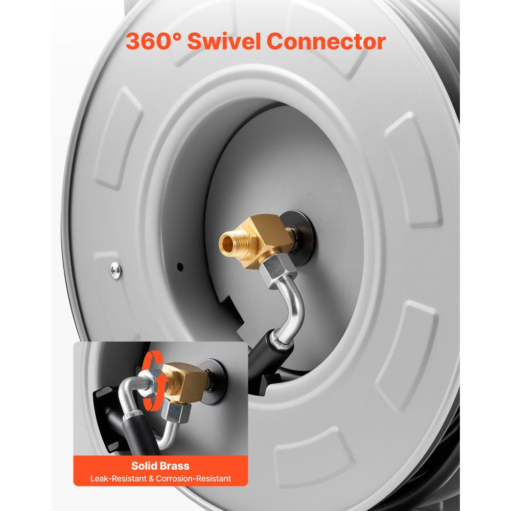 Pressure Washer Hose Reel 19.8m x 6.4mm Retractable 3200PSI Auto-Rewinding