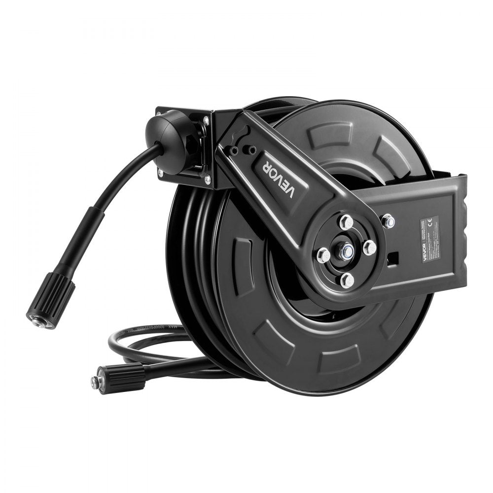 Pressure Washer Hose Reel 18.3m x 6.4mm Retractable 4000PSI Auto-Rewinding