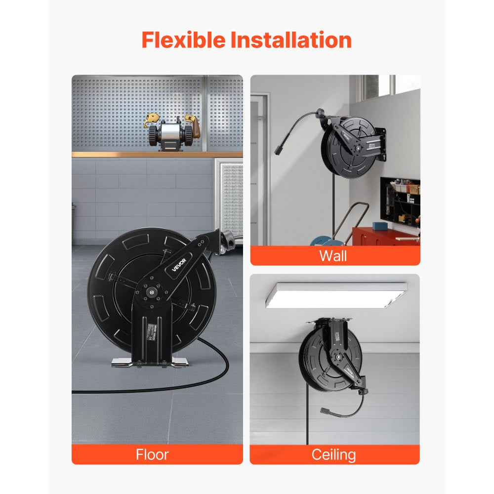 Pressure Washer Hose Reel 15.2m x 9.5mm Retractable 4000PSI Auto-Rewinding