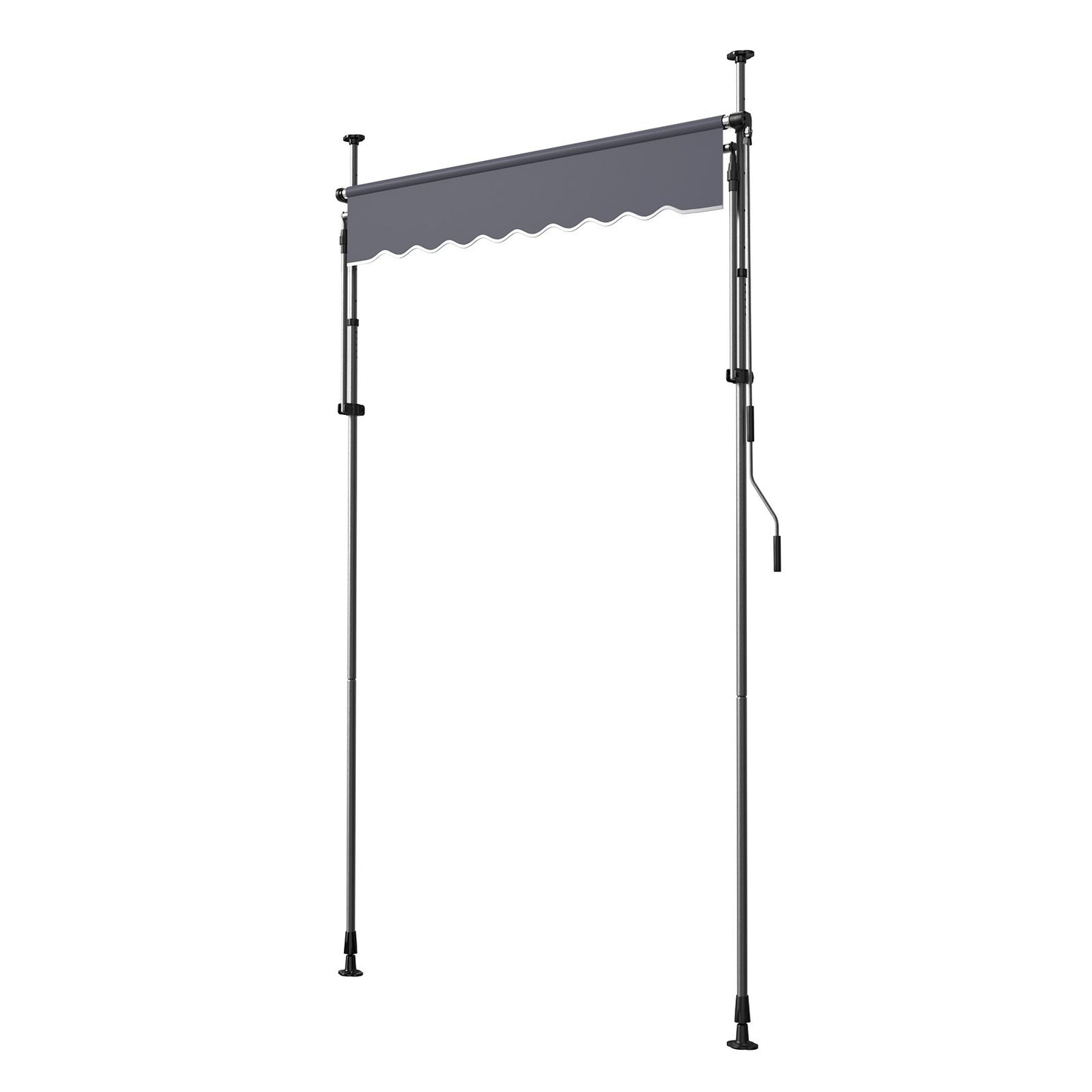 Manual Retractable Awning, 150 cm Outdoor Retractable Patio Awning Sunshade Shelter, Height Adjustable Patio Door Window Canopy with Manual Crank Handle for Backyard, Garden, Balcony, Dark Gray