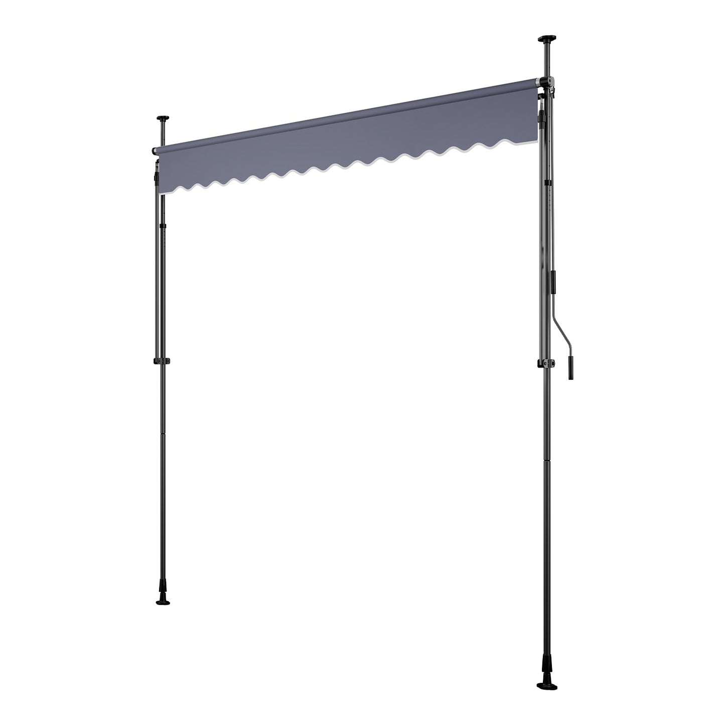 Manual Retractable Awning, 250 cm Outdoor Retractable Patio Awning Sunshade Shelter, Height Adjustable Patio Door Window Canopy with Manual Crank Handle for Backyard, Garden, Balcony, Dark Gray