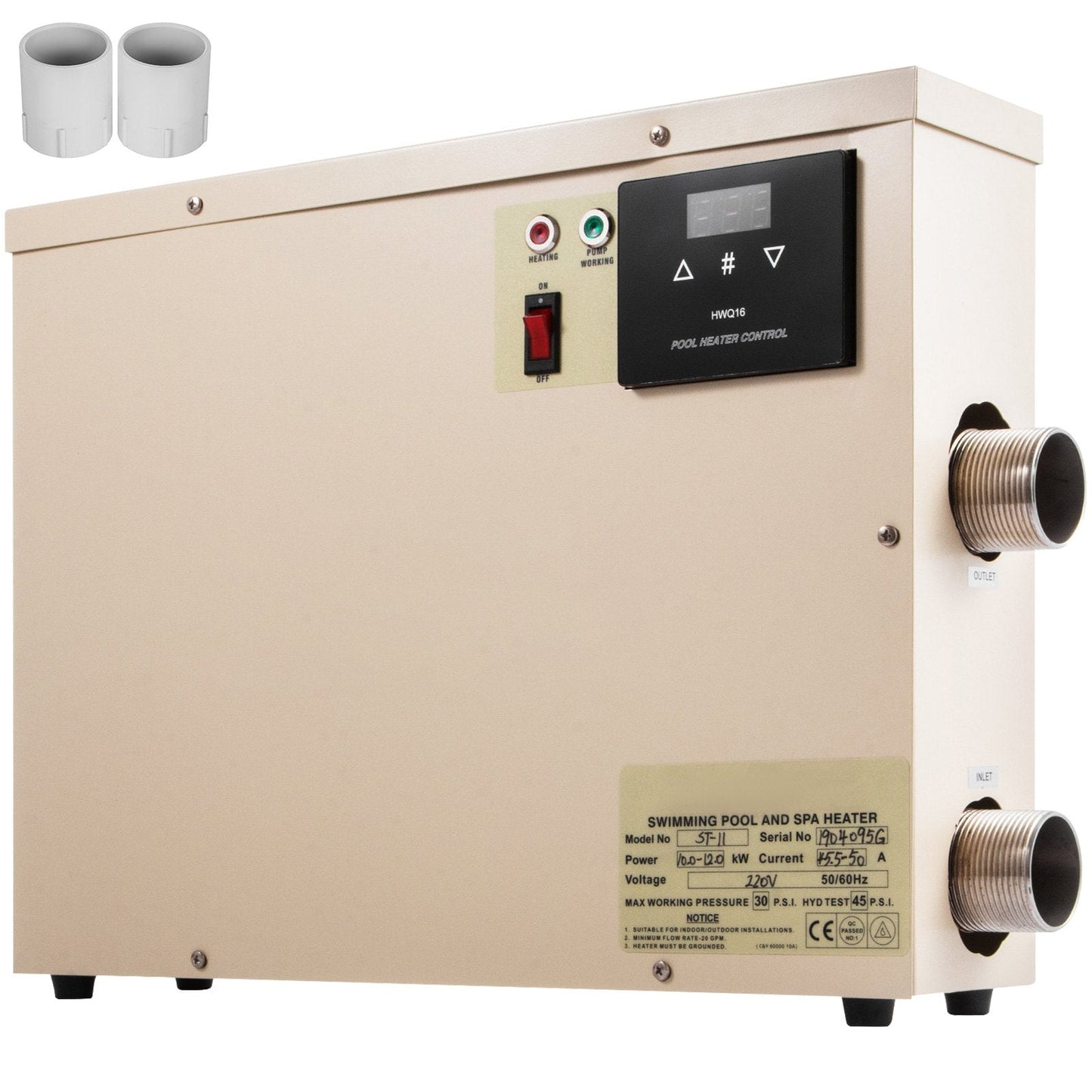 11KW 220V Electric Spa Heater with Thermostat, LCD Display & Easy Install