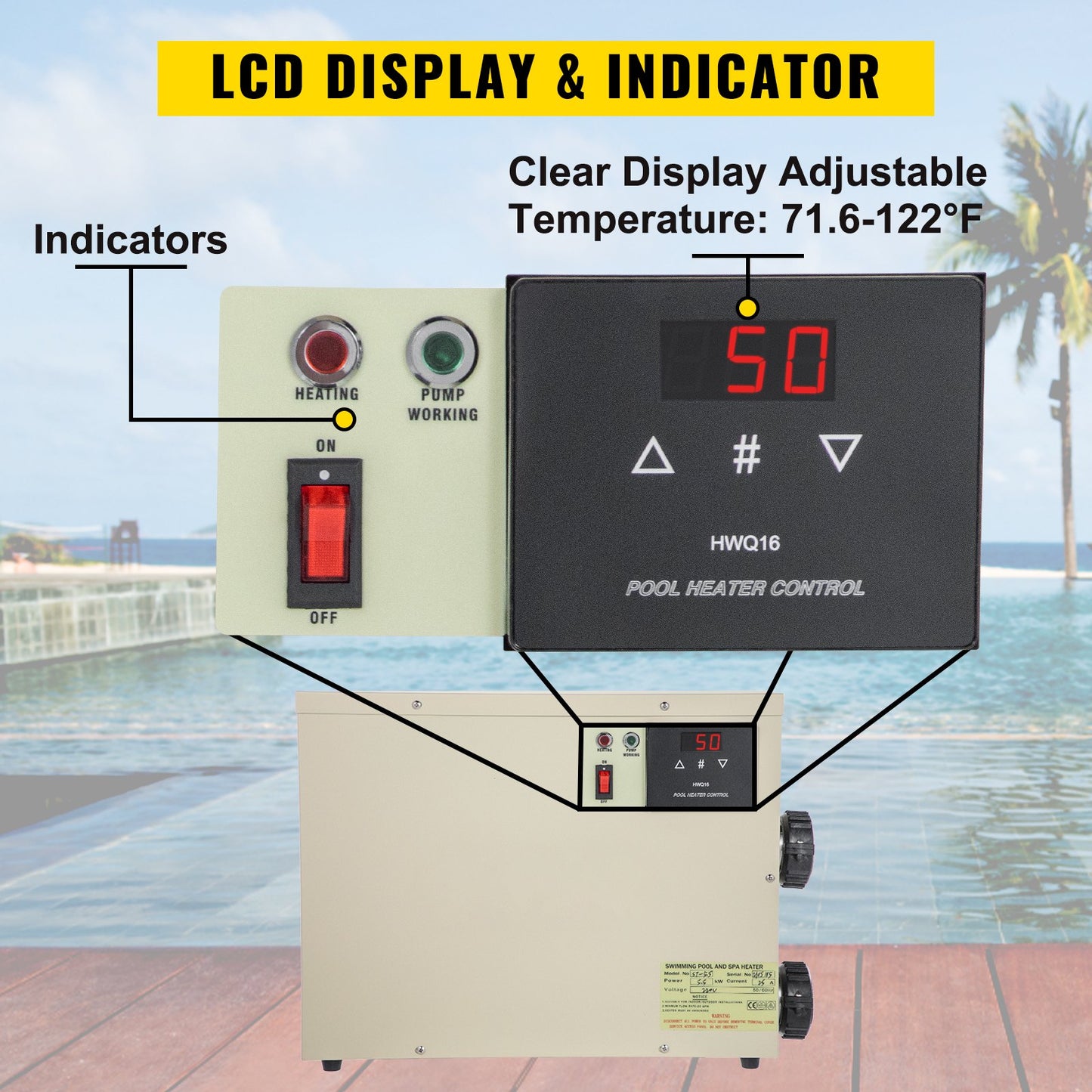 VEVOR Pool Heater Electric 11KW 220V Spa Heater Electric Heating and Thermostat