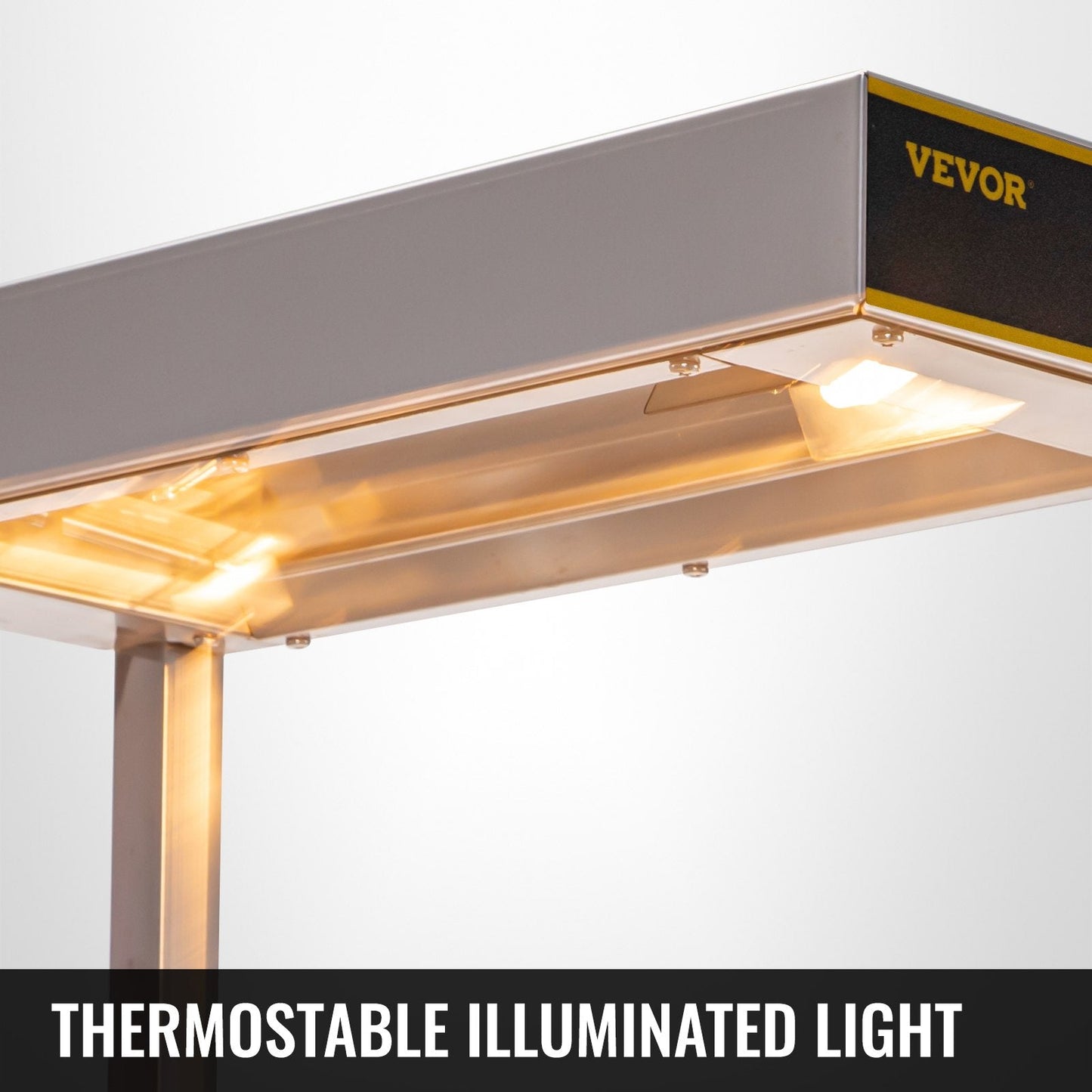 Stainless Steel Food Heat Lamp with Detachable Drain Board, 50-80℃, 1000W