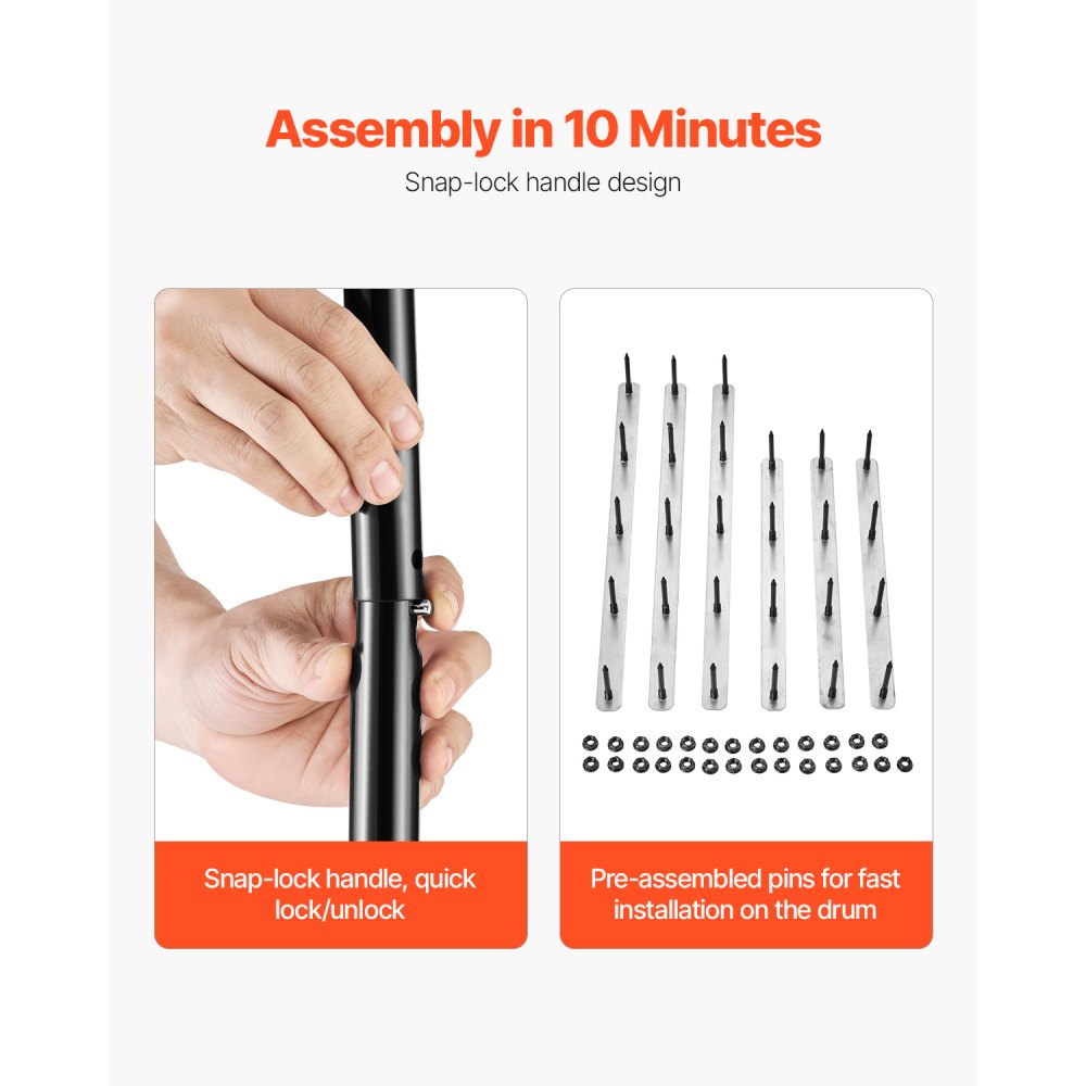 Rolling Lawn Aerator 45.7 cm Heavy-Duty Manual Rolling Aerator Lawn Black