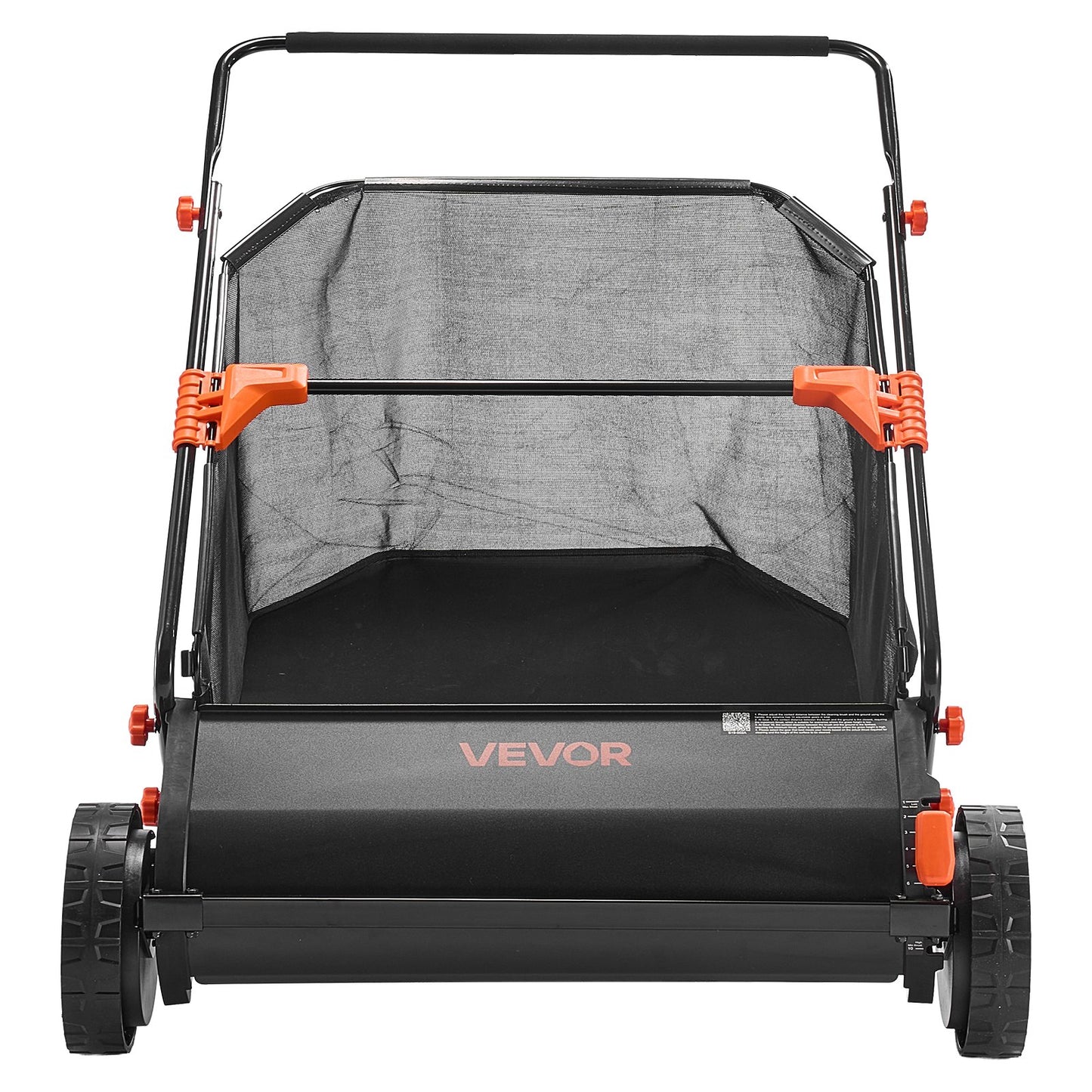 Push Lawn Sweeper, 76.2 cm Leaf & Grass Collector with 12 cu. ft. Hopper Bag, Adjustable Brush Height & Spinning Brushes, Heavy Duty Yard Sweeper with Rubber Wheels for Leaves Grass Cleanup