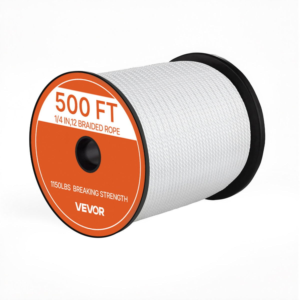 Polyester Rope 6.4 mm x 152 m Solid Braid Marine Utility Rope White, for Outdoor Boat Docking, 522 kg Breaking Strength, Heavy Duty Low Stretch Sun-Resistant Industrial Cord, Smooth Surface