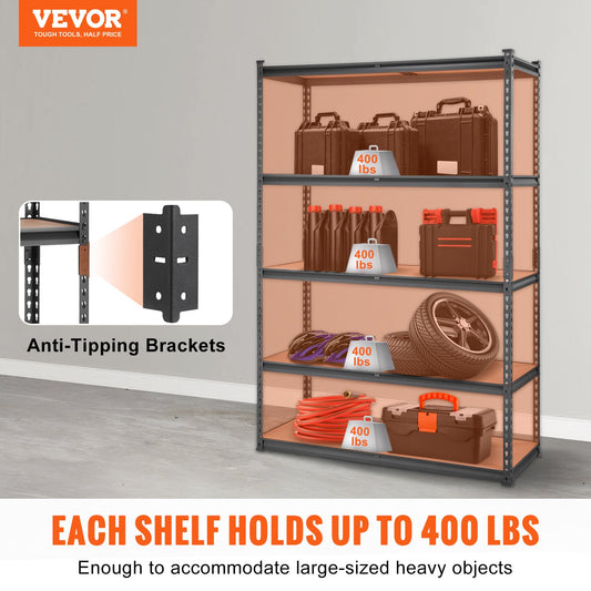 VEVOR Storage Shelving Unit, 5-Tier Adjustable, 907 kg Capacity, Heavy Duty Garage