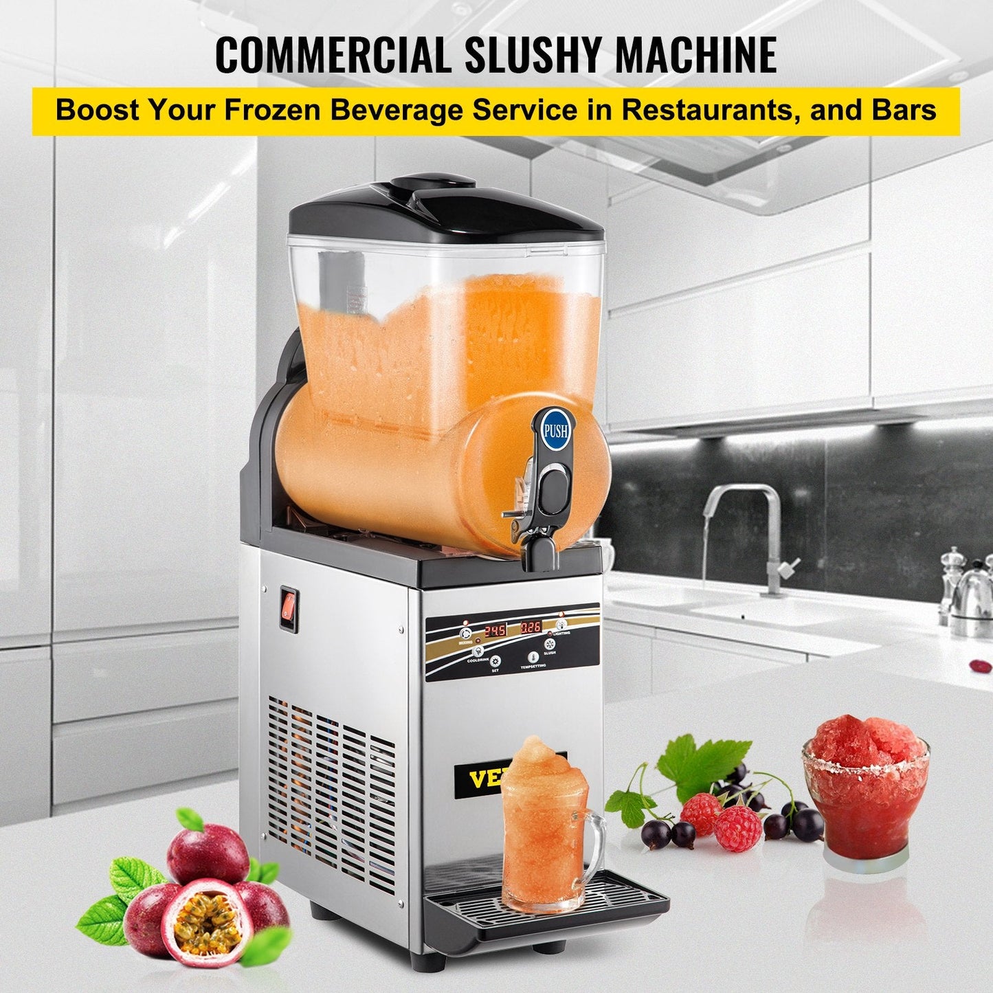 Commercial 15L Margarita Slush Machine, 500W Stainless Steel, 33 kg, 220V