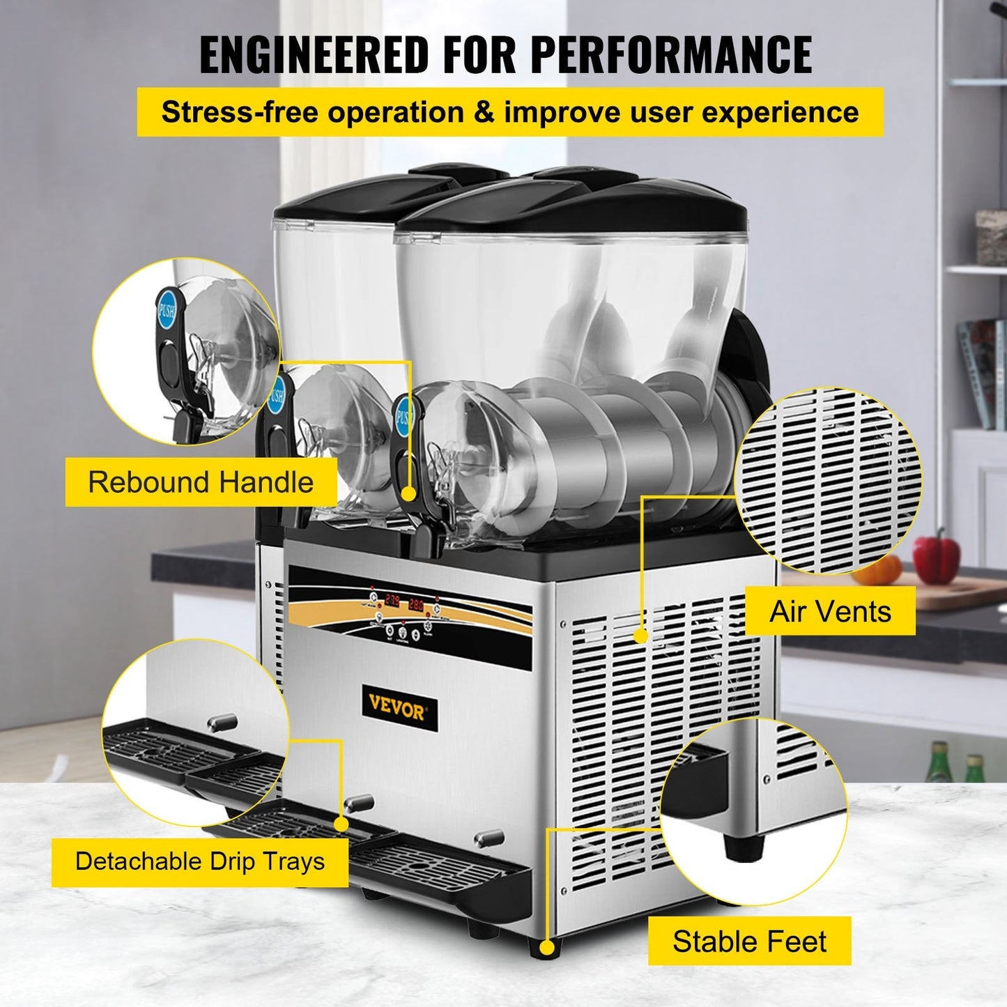 Dual 15L Margarita & Slush Maker, Efficient Frozen Drink Machine, 46 kg
