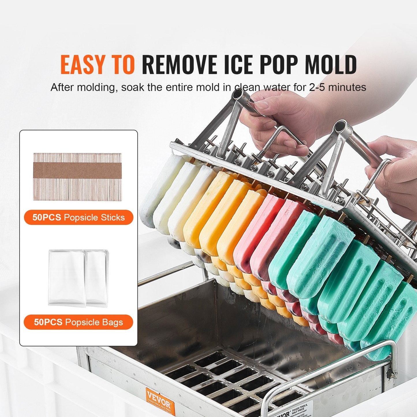 Commercial 40-Piece Stainless Steel Popsicle Mould Set with Double Slots