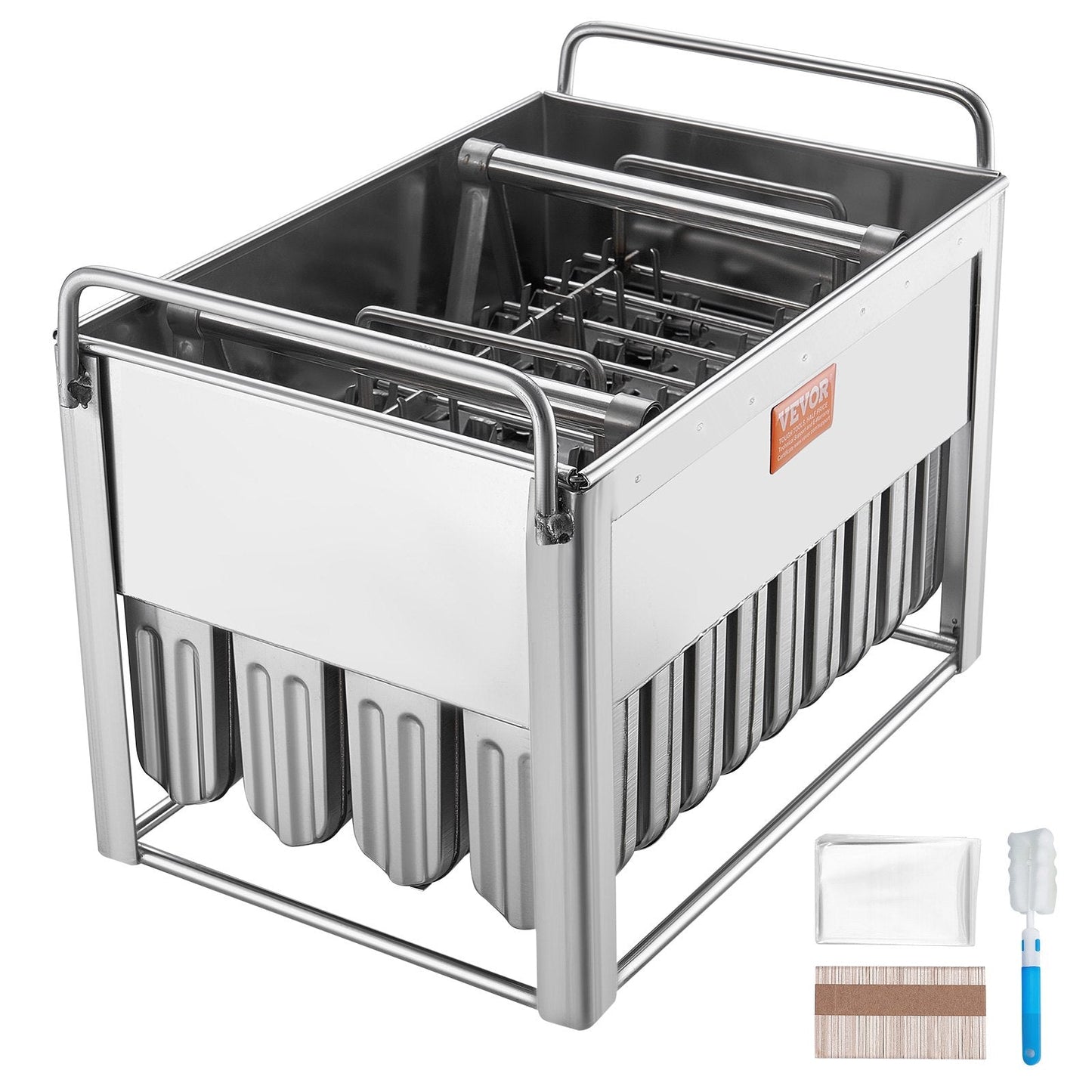 Commercial 40-Piece Stainless Steel Popsicle Mould Set with Double Slots