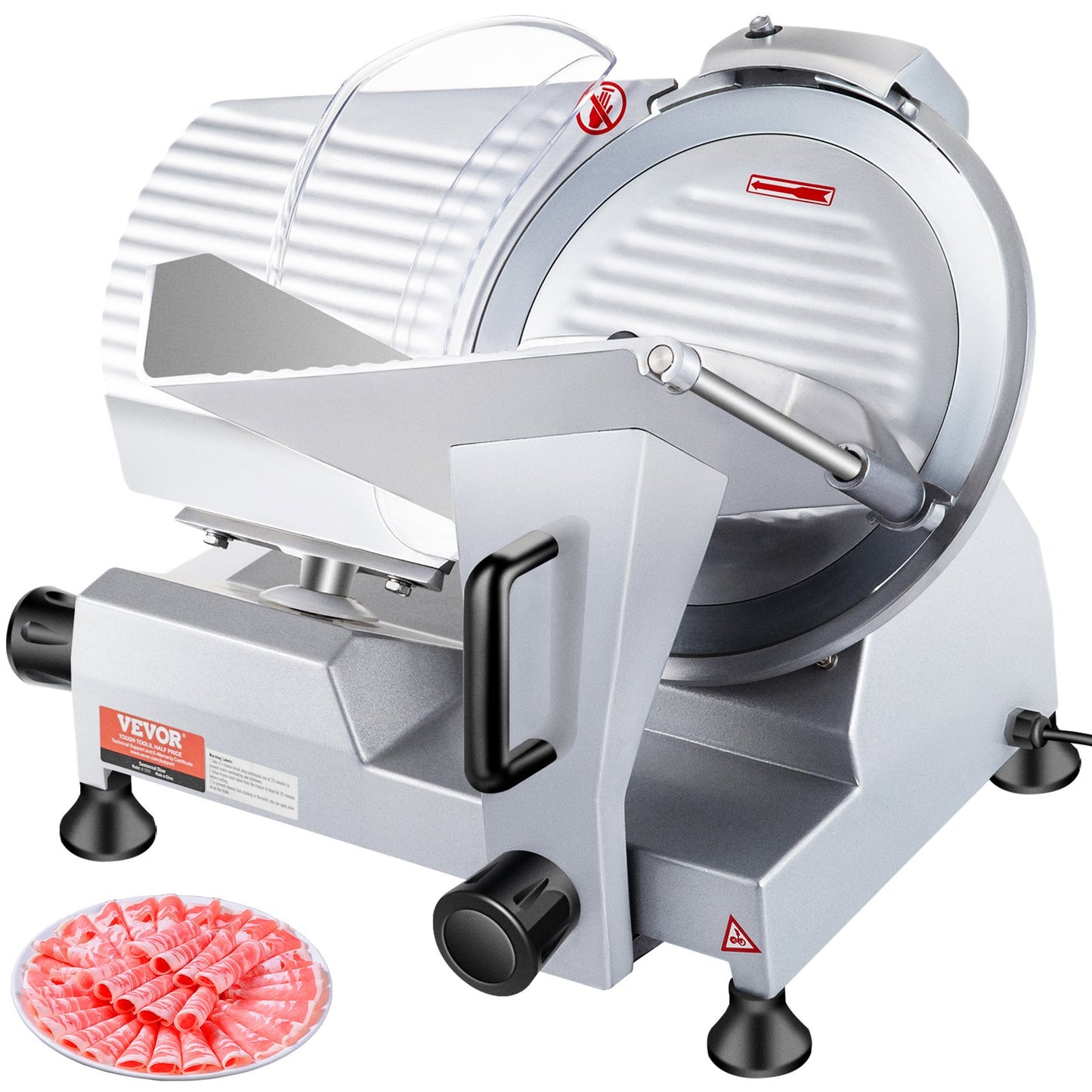VEVOR Commercial Meat Slicer, 240W Electric Deli Food Slicer, 10 inch Carbon Steel